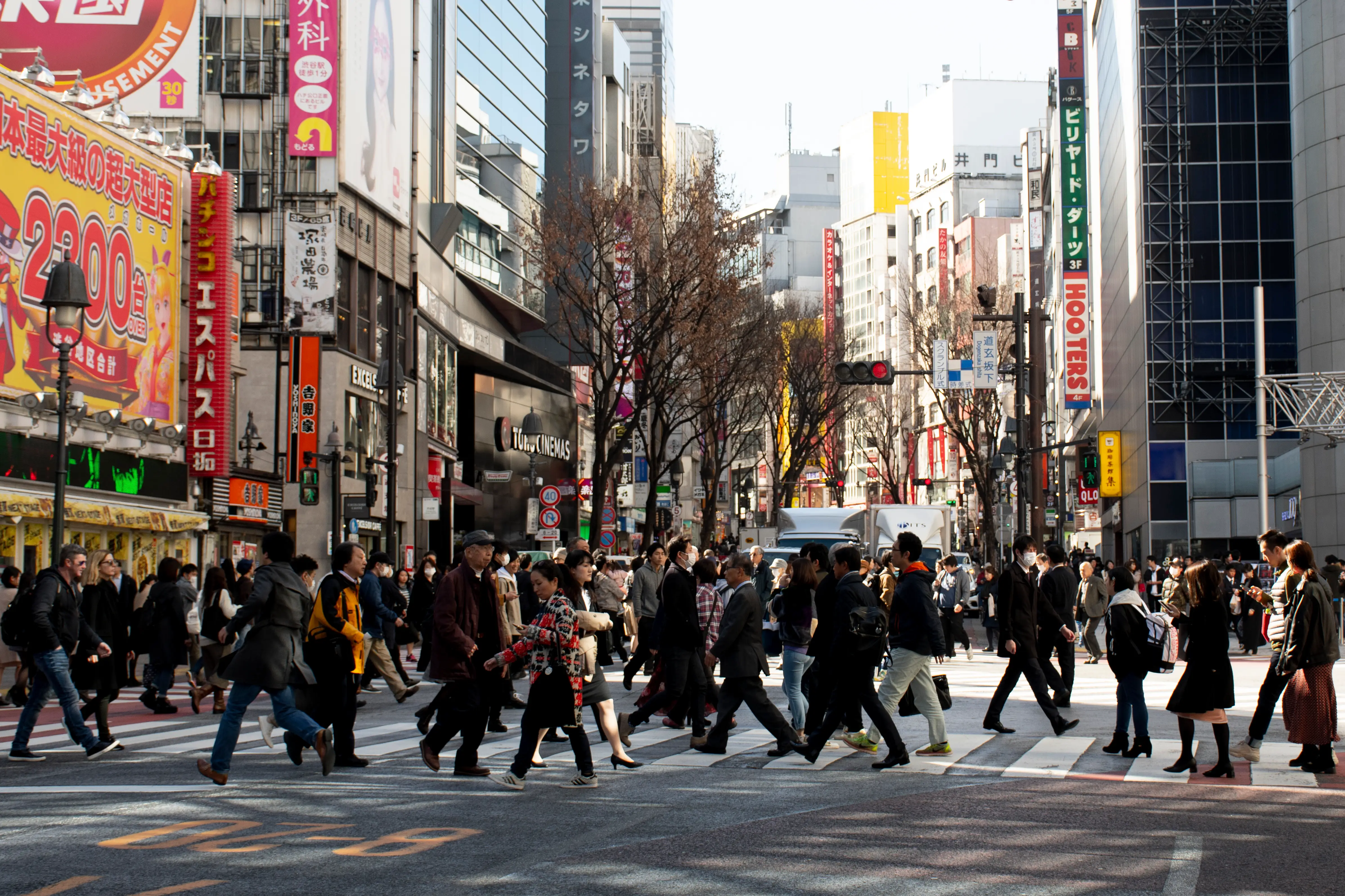 Crowds of people wakling in Harajuku