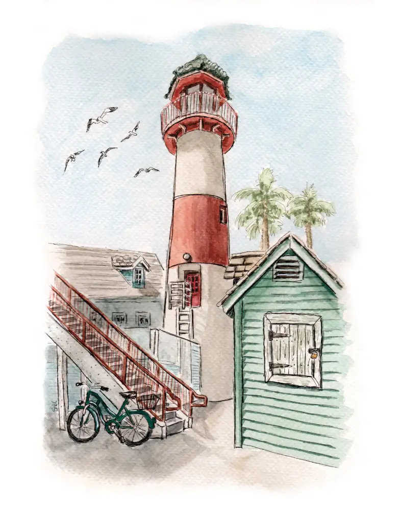 A painting by Sara Wilczynska of a lighthouse in San Diego