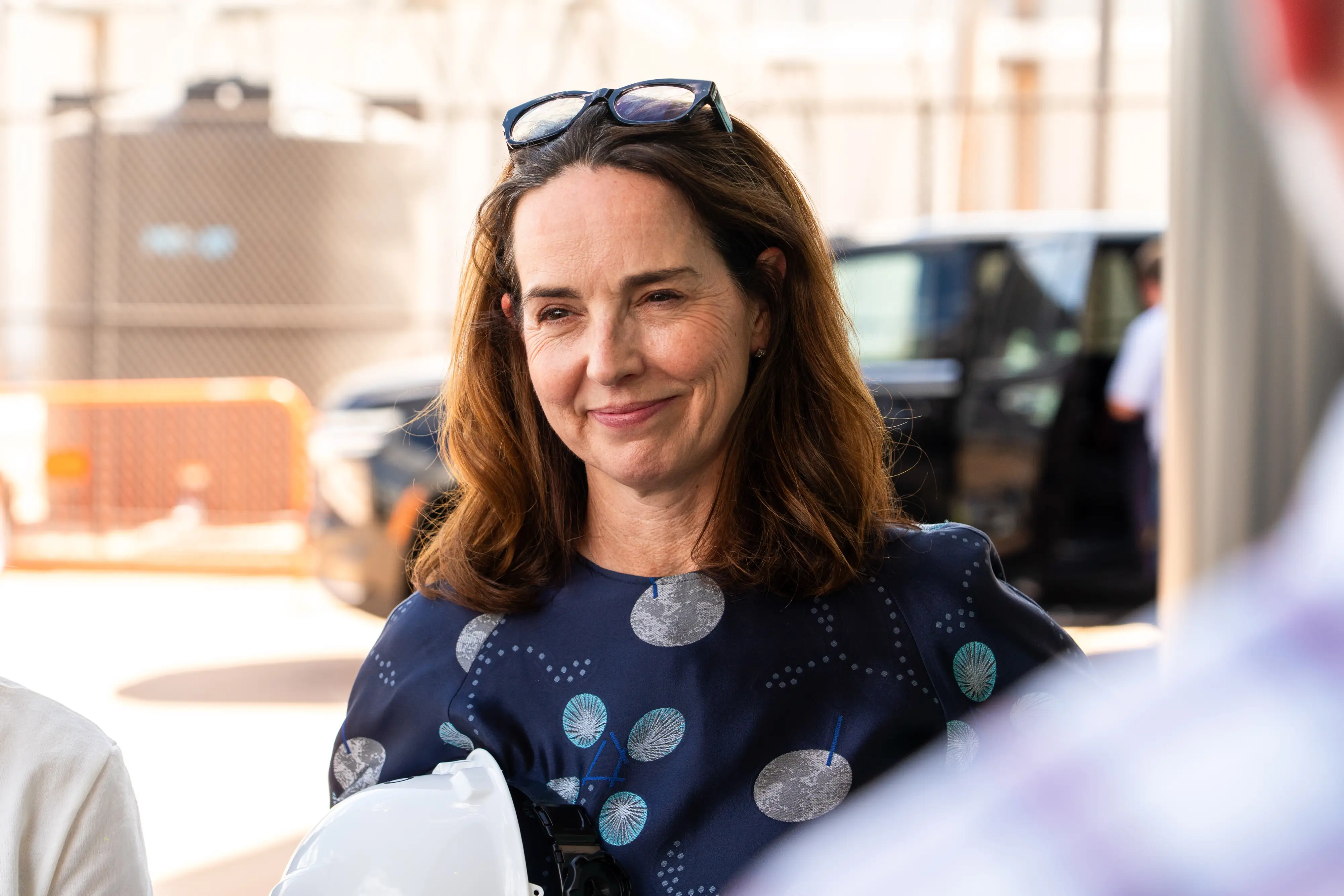 Sarah Friar, chief financial officer of OpenAI Inc., during a media tour of the Stargate AI data center in Abilene, Texas, US, on Tuesday, Sept. 23, 2025. Stargate is a collaboration of OpenAI, Oracle and SoftBank, with promotional support from President Donald Trump, to build data centers and other infrastructure for artificial intelligence throughout the