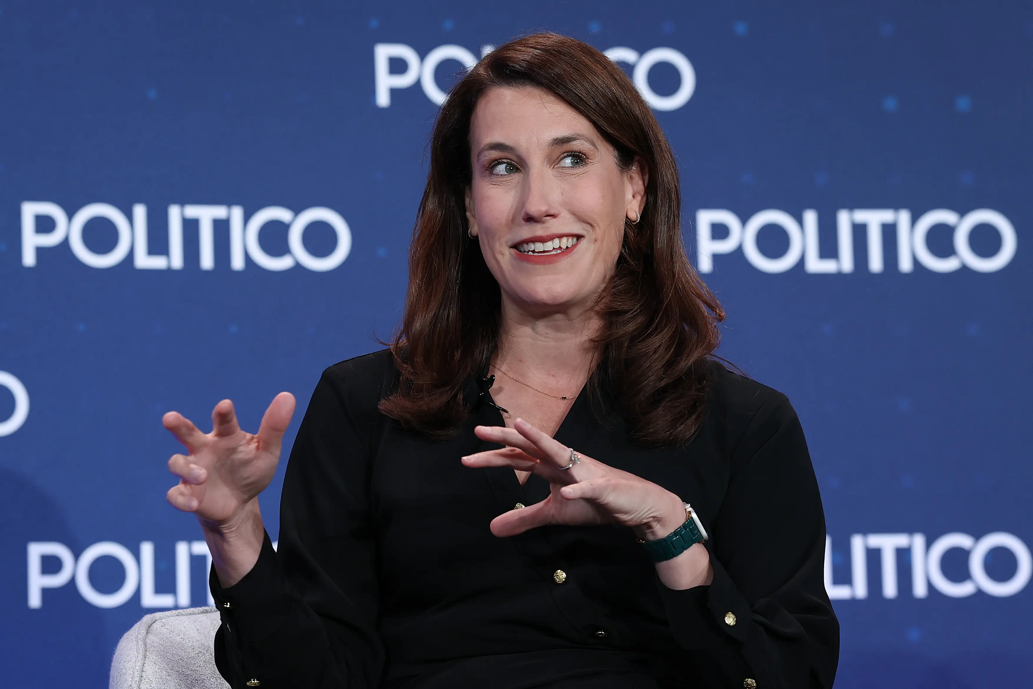 Sarah Heck speaks during an event