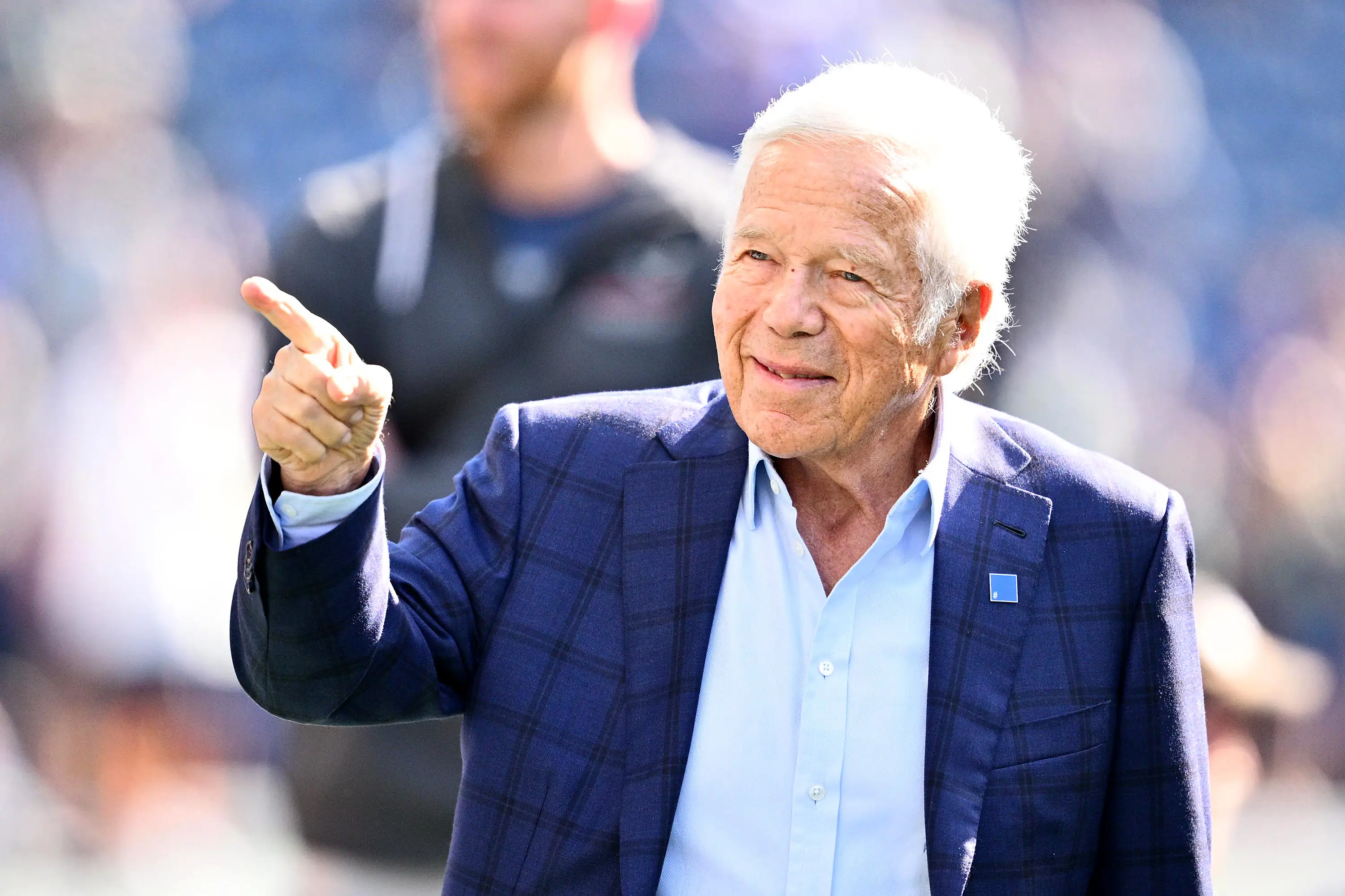 Owner Robert Kraft of the New England Patriots walks the field prior to the game between the Seattle Seahawks and the New England Patriots at Lumen Field on September 09, 2026 in Seattle, Washington.