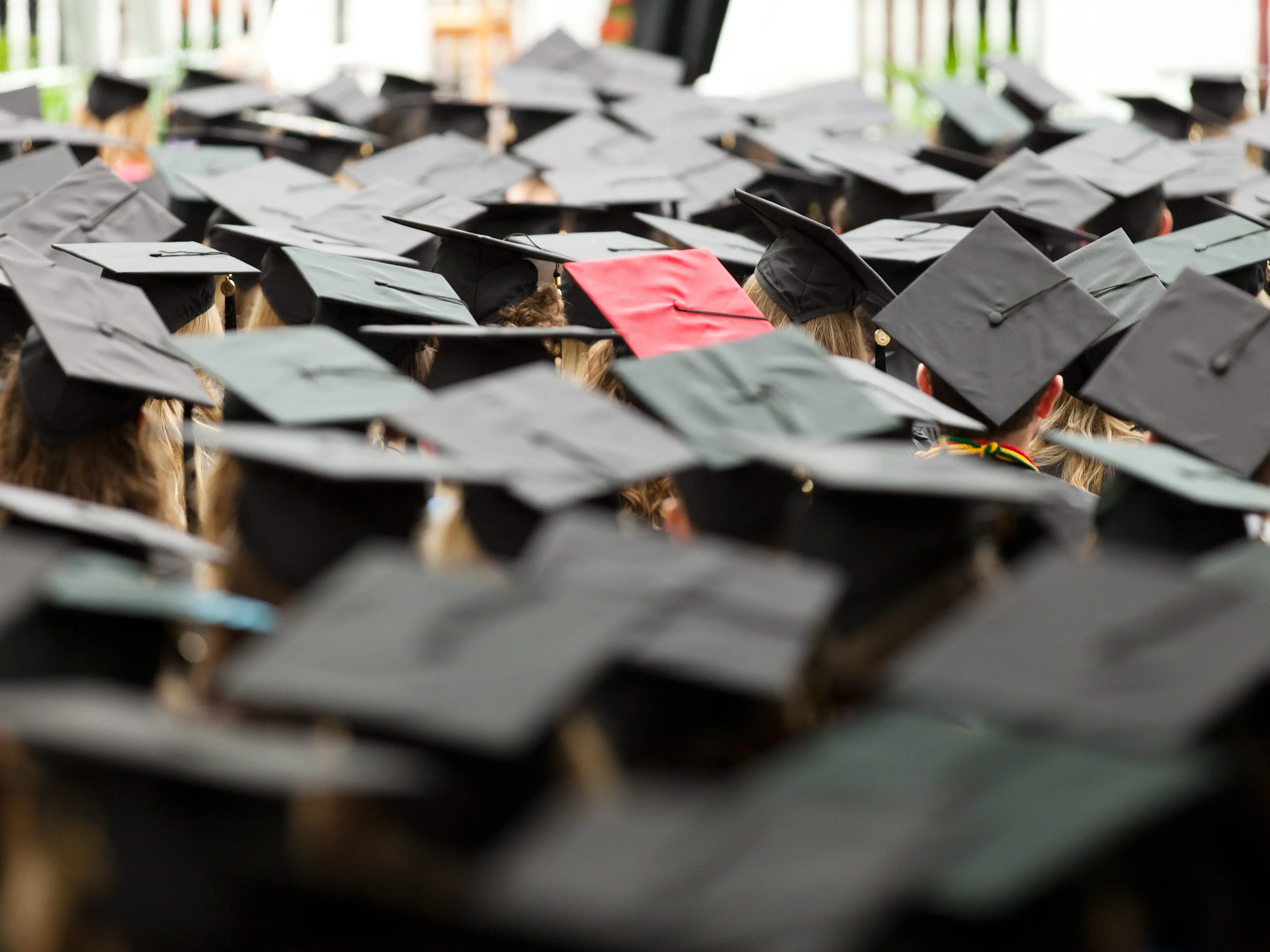 Caps and gowns during graduation