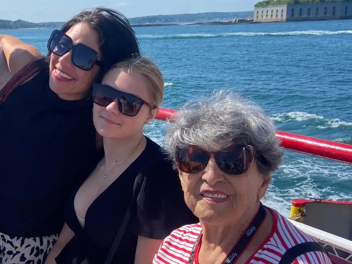Family photo in a ferry