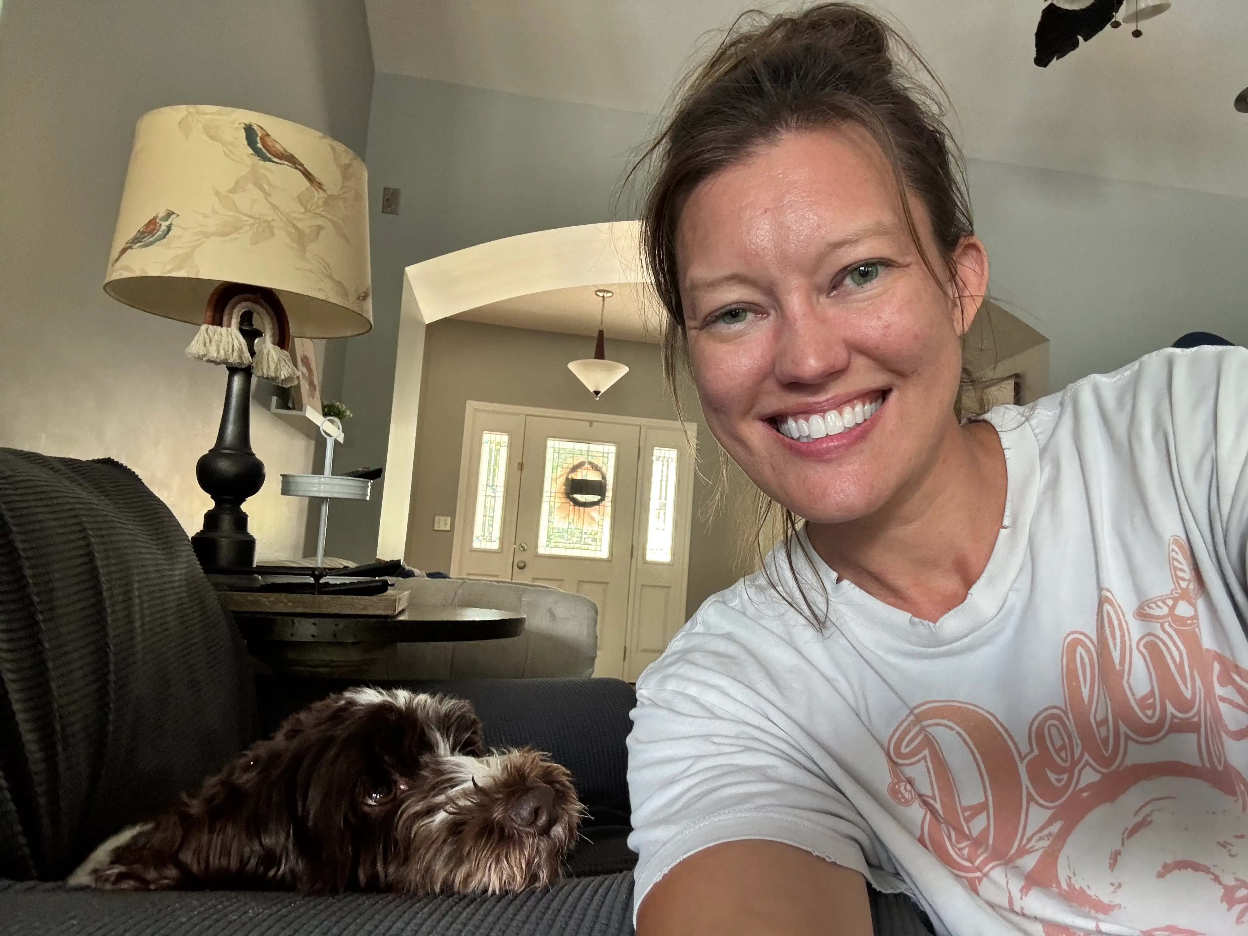 The author with one of her rescue dogs.