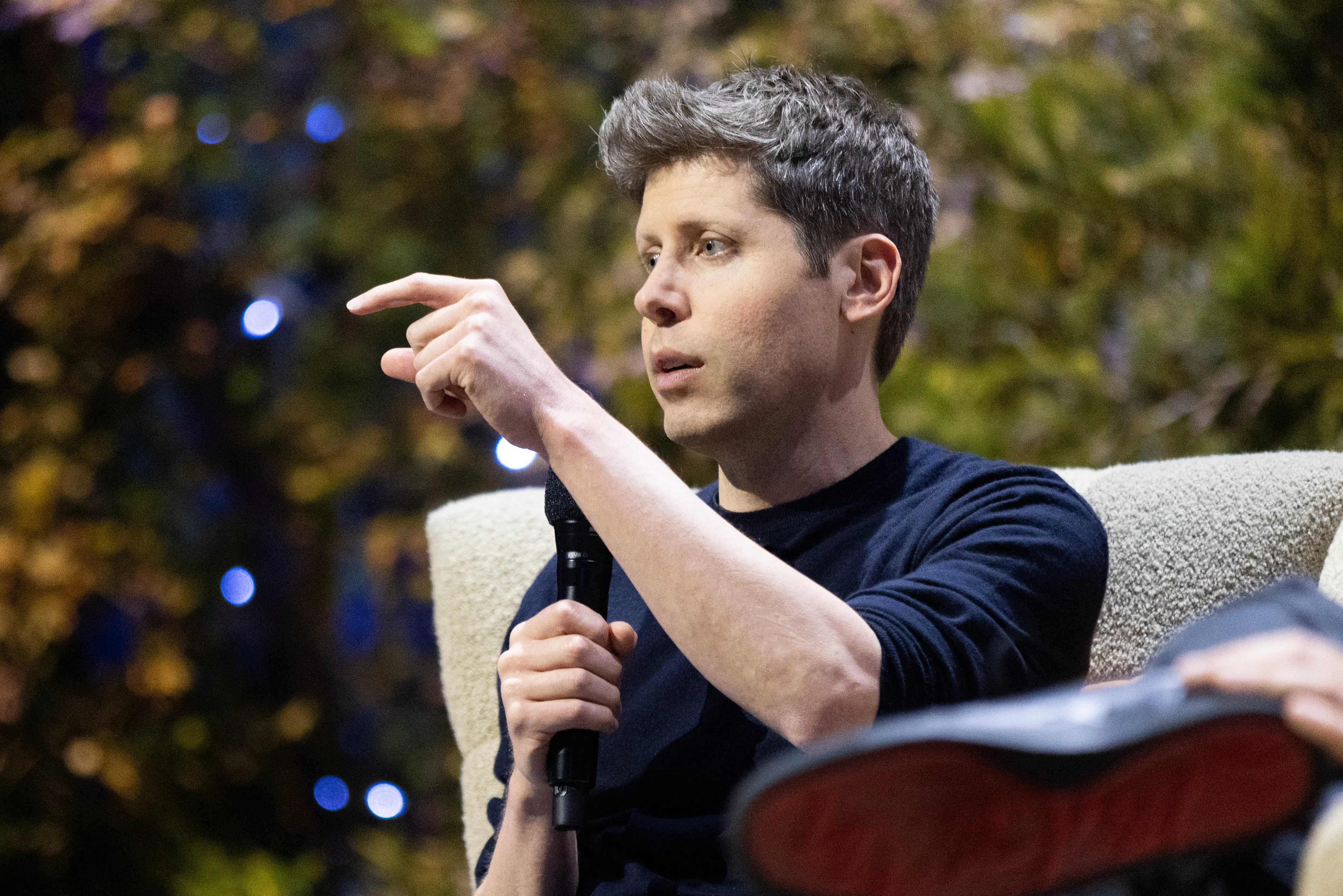SAN FRANCISCO, CALIFORNIA - SEPTEMBER - 15: OpenAI CEO Sam Altman sits for a conversation with Salesforce CEO Marc Benioff at Salesforce's Dreamforce conference at the Moscone Center on September 15, 2026 in San Francisco, California. Dreamforce is an annual event that highlights the company's technologies and encourages professional networking. (Photo by Benjamin Fanjoy/Getty Images)