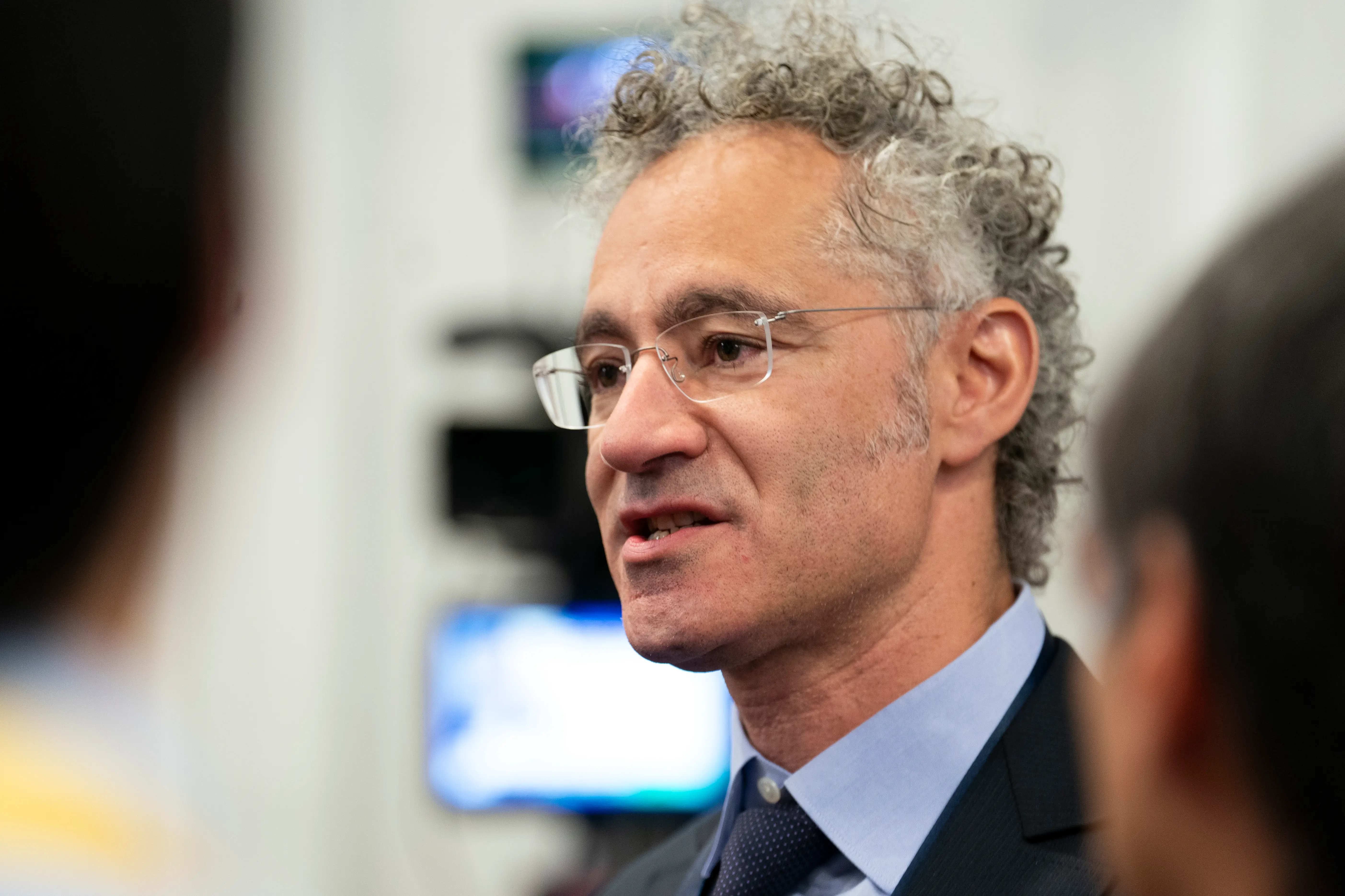 Palantir founder and CEO Alex Karp speaks to reporters during the G20 Innovation Ministerial on September 2, 2026 in Chapel Hill, North Carolina.
