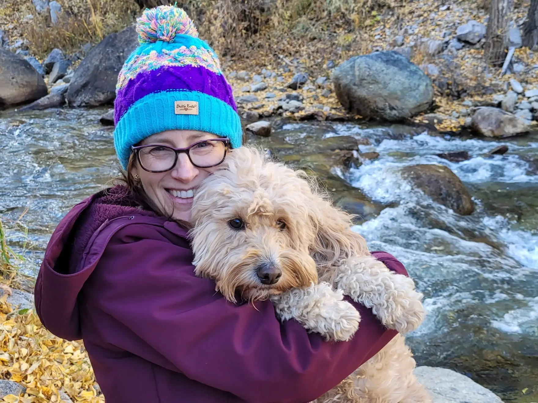 Natalie Strawn and her dog outside