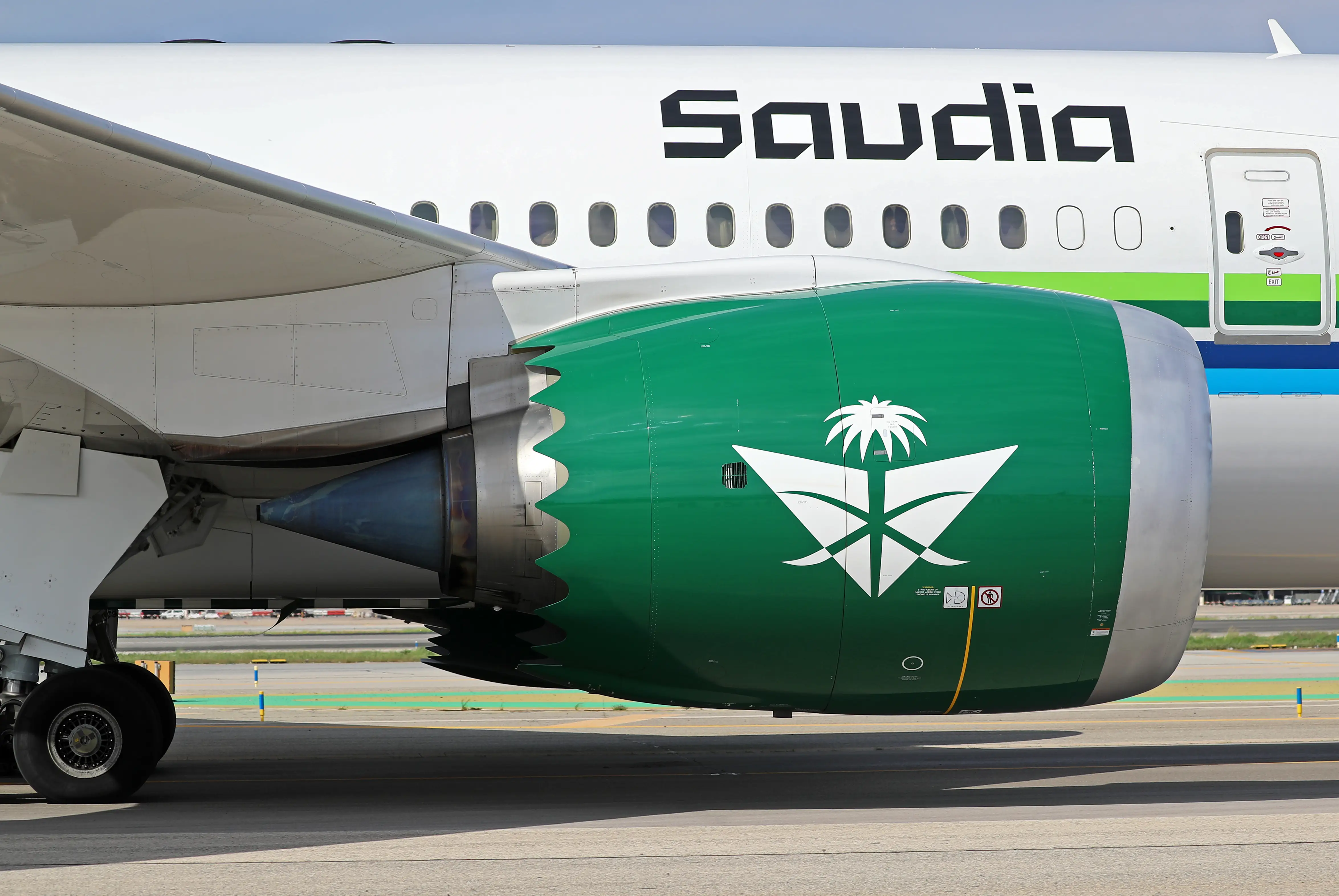 A Saudia Boeing 787-10 Dreamliner.