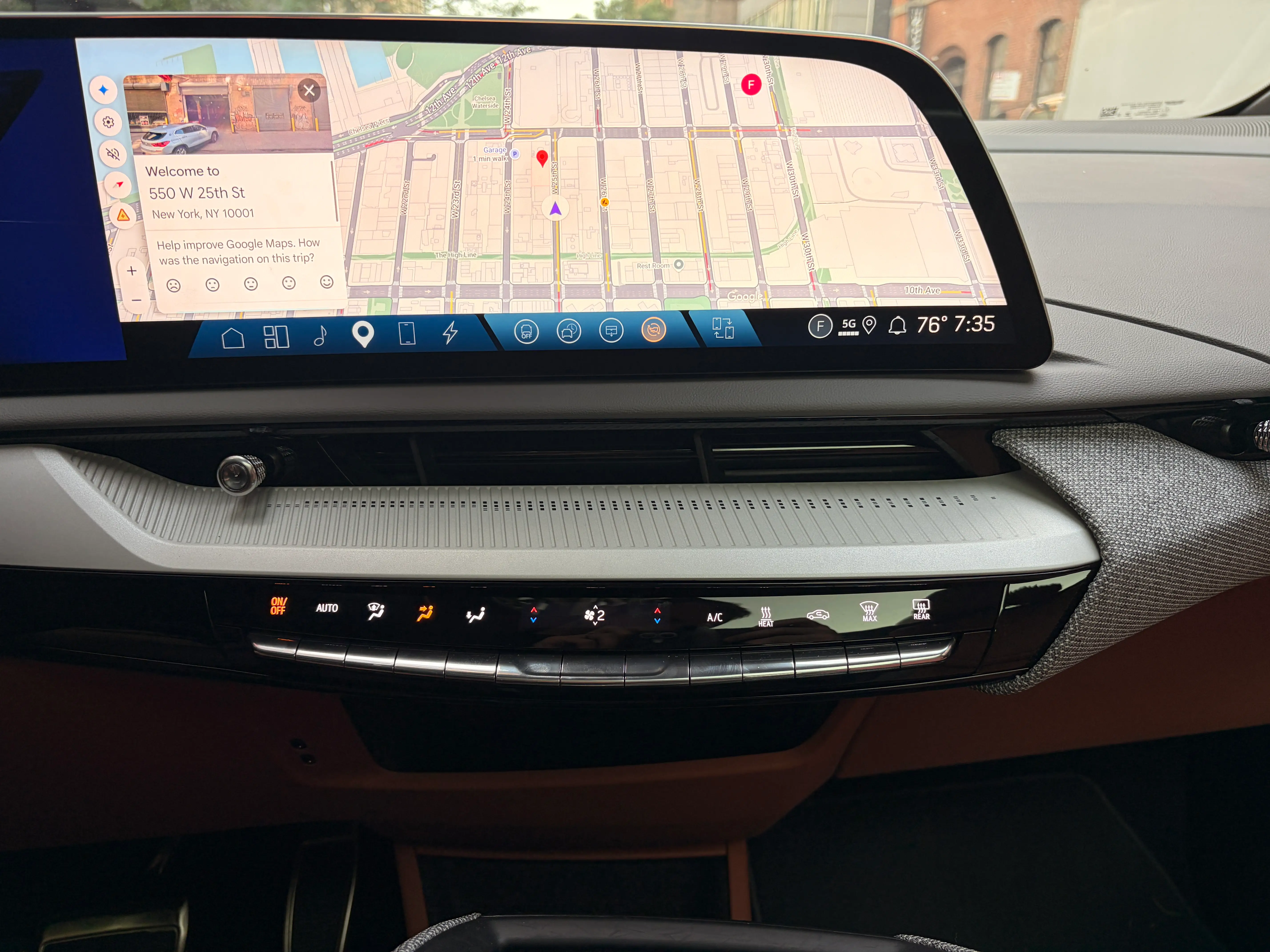 The navigation screen on the Cadillac Optiq.