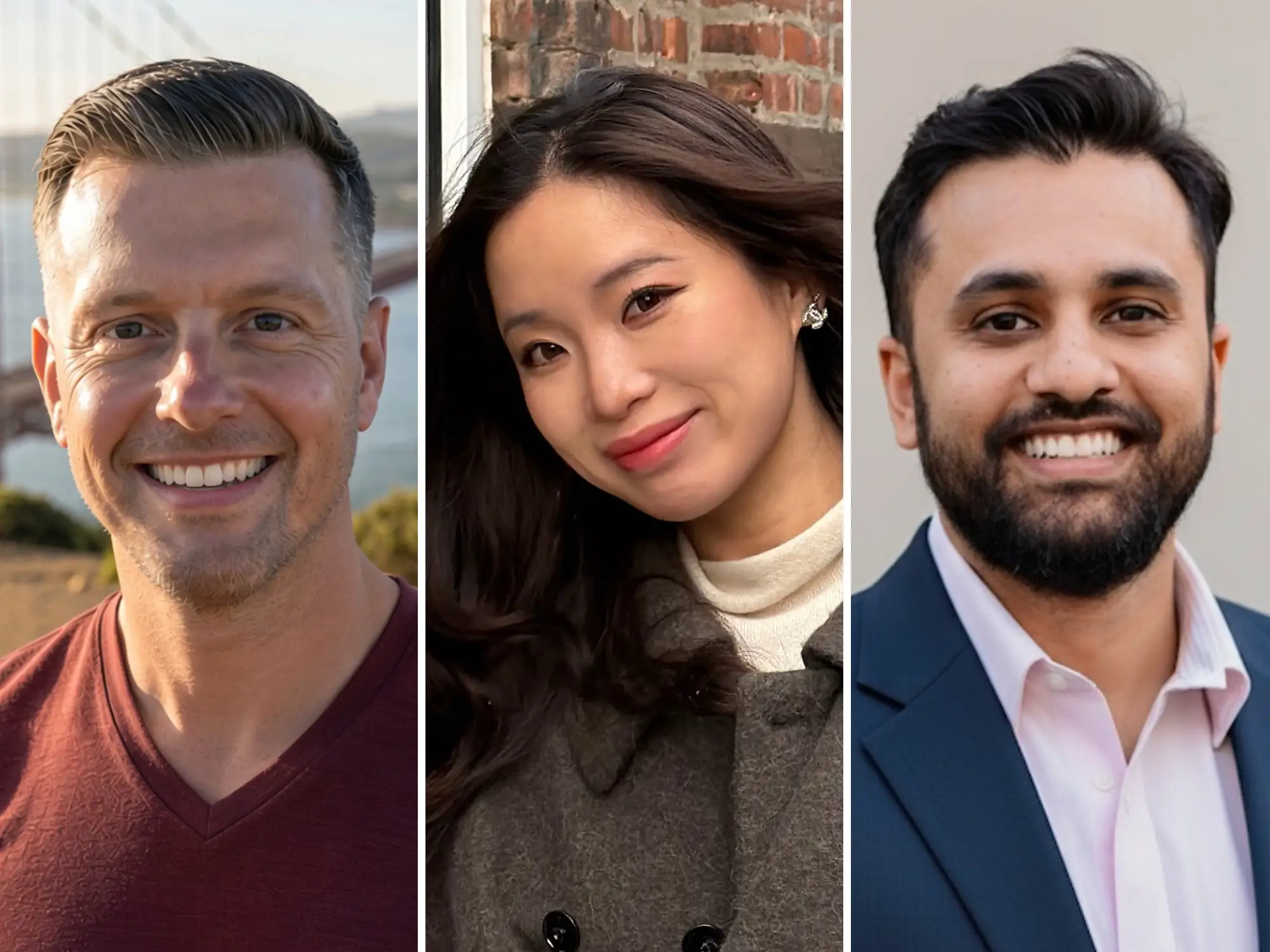 Rob Waters (left), Julie Zhu (center), and Yousuf Imran (right)