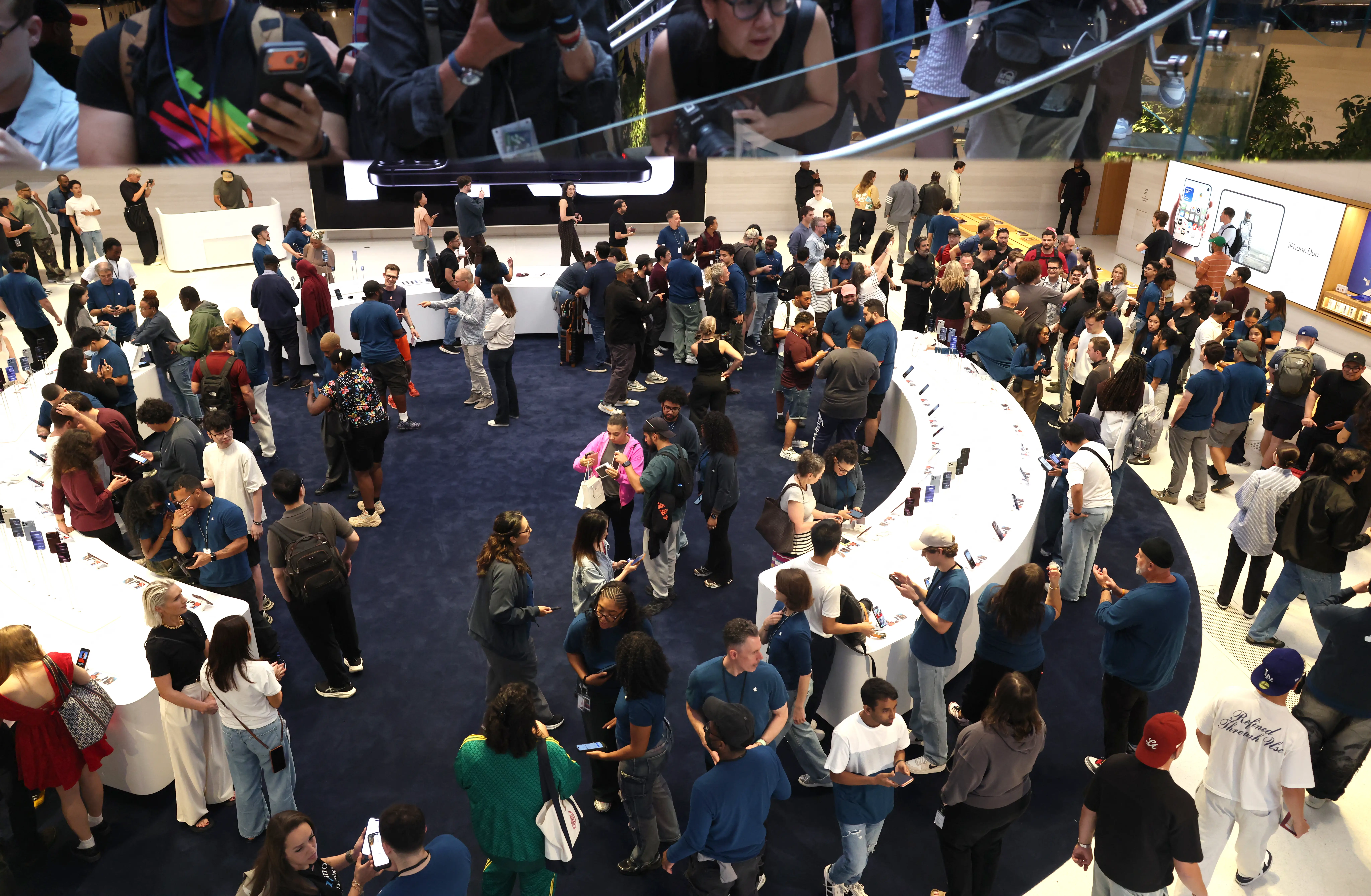 The sales floor of Apple's Fifth Avenue store in New York City.