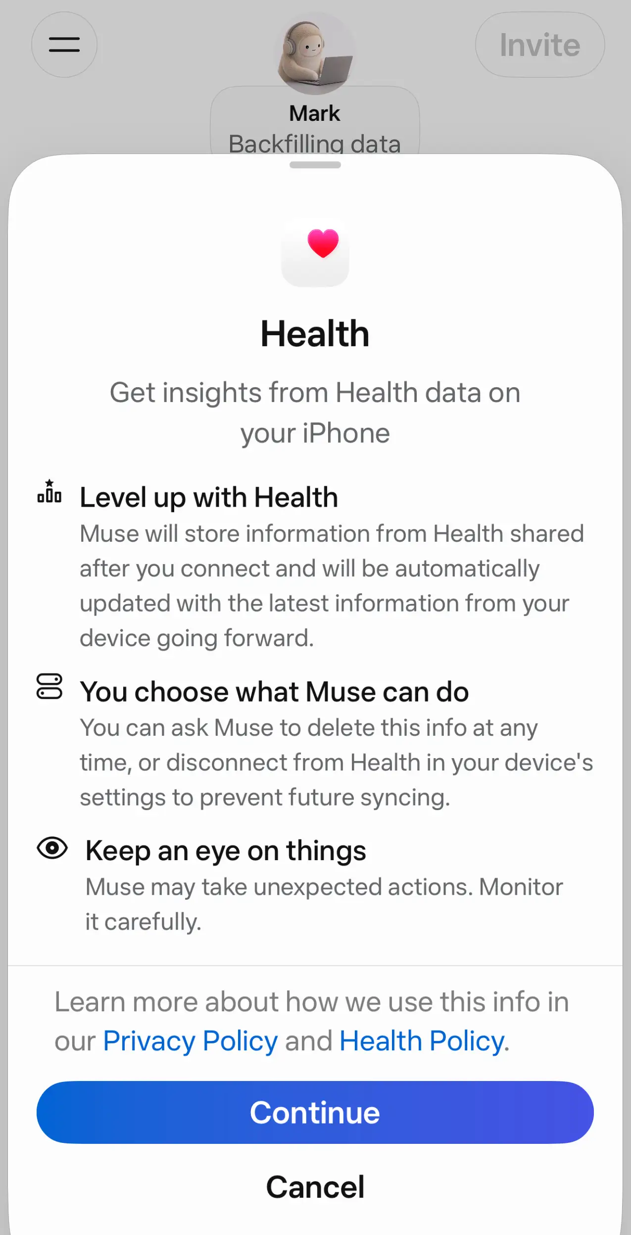 muse syncin g to apple health