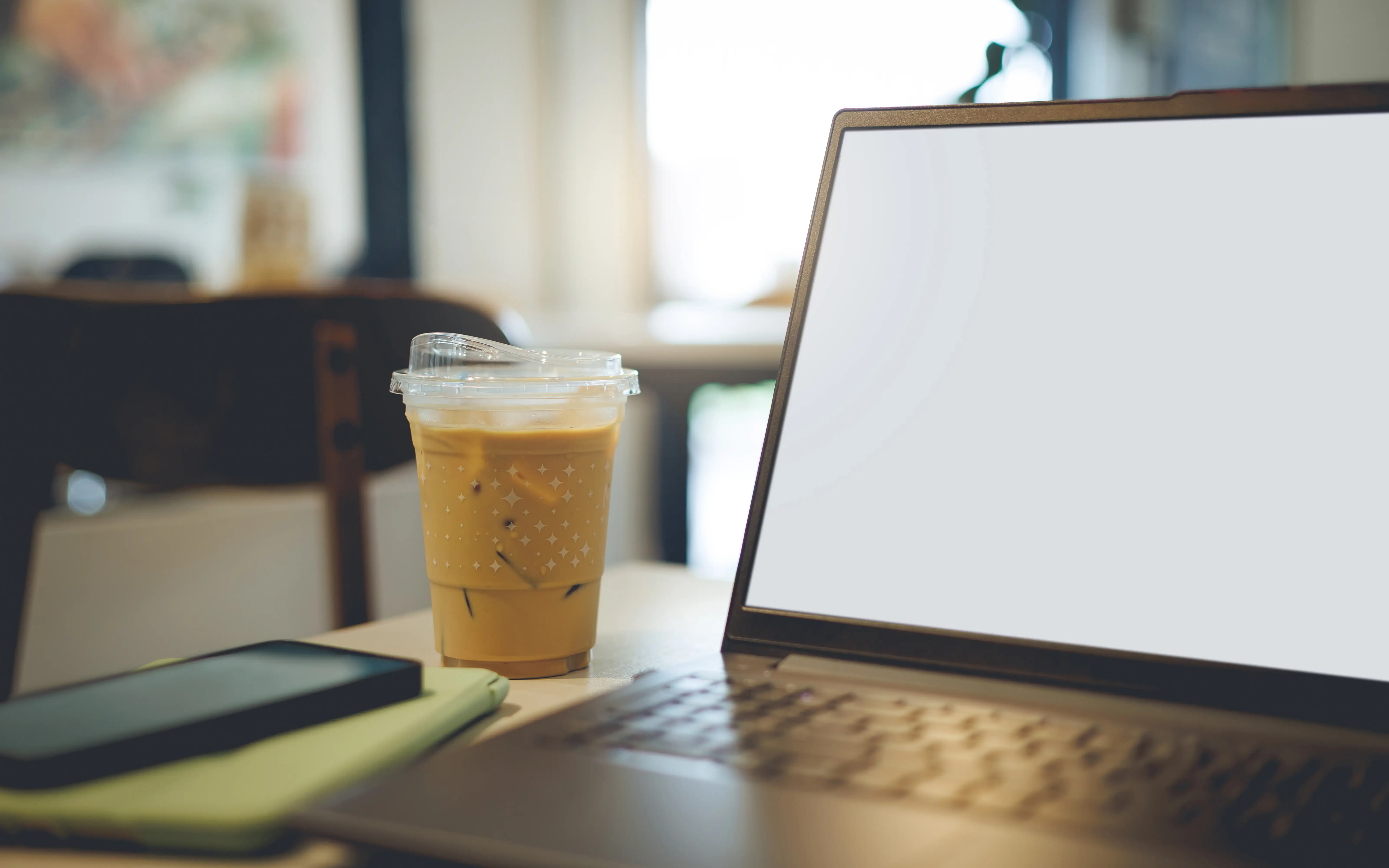 Iced coffee in office