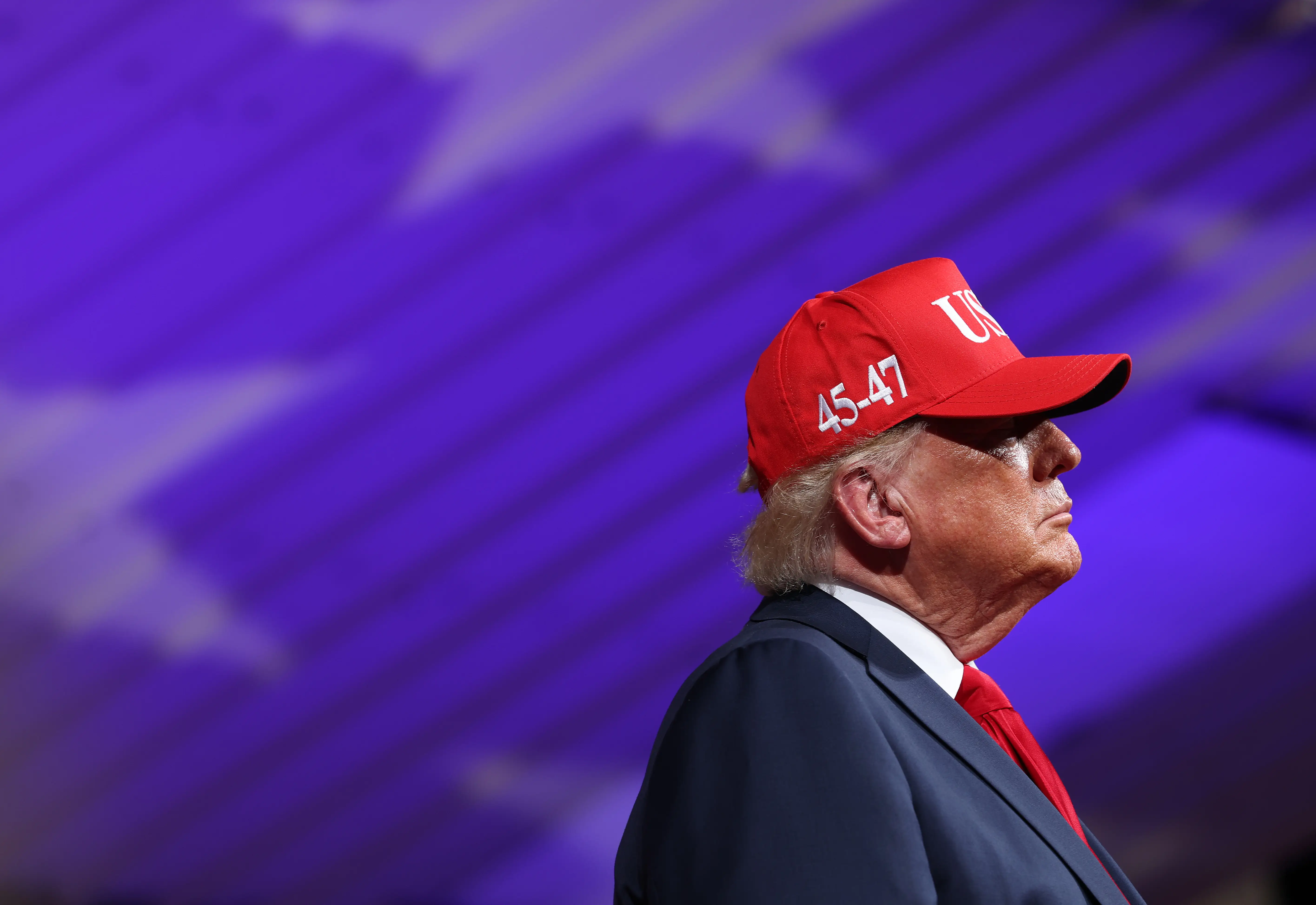 ASTONIA, NORTH CAROLINA - SEPTEMBER 16: U.S. President Donald Trump looks on during a campaign rally with North Carolina Republican Senate candidate and former RNC Chairman Michael Whatley at Gastonia Municipal Airport on September 16, 2026 in Gastonia, North Carolina.