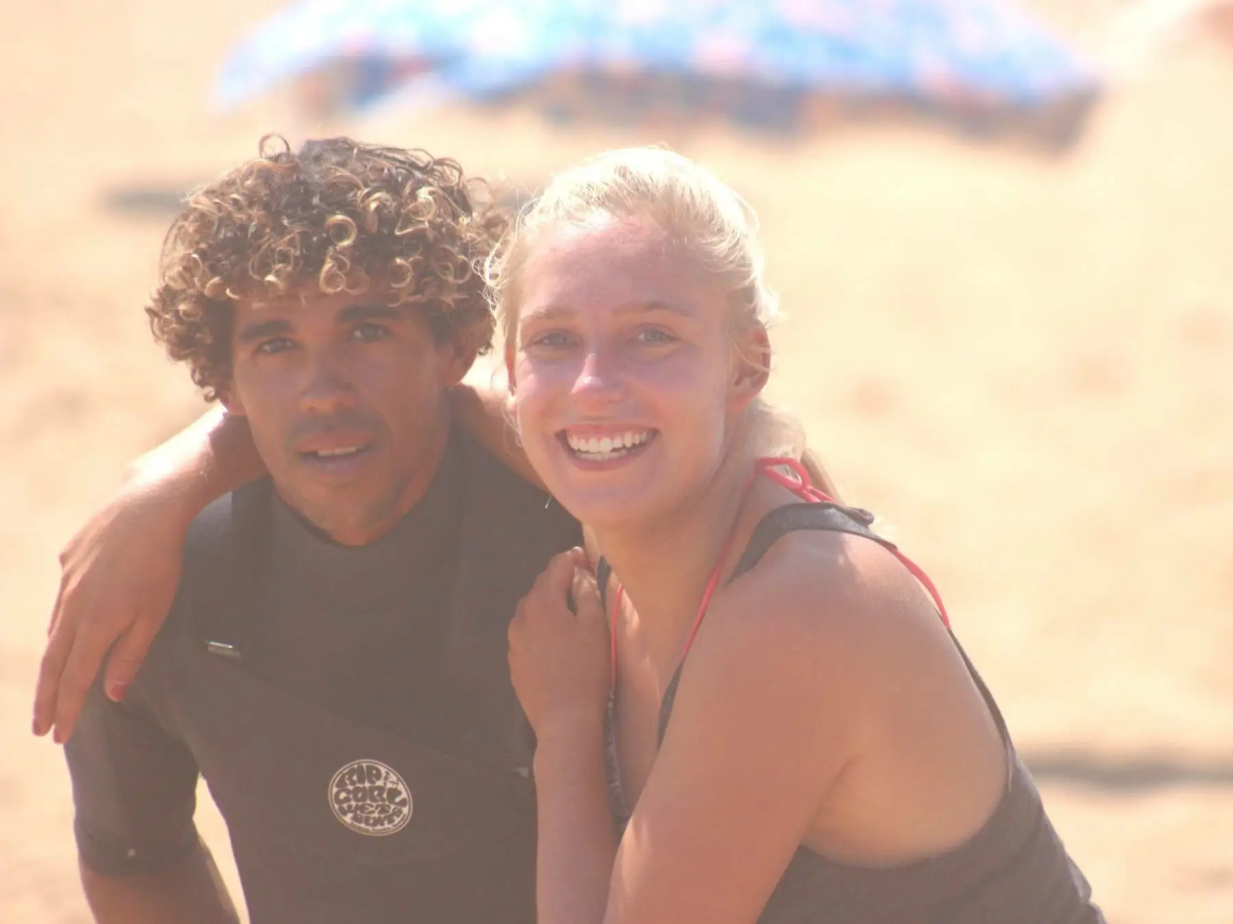 A couple on the beach in Morocco.