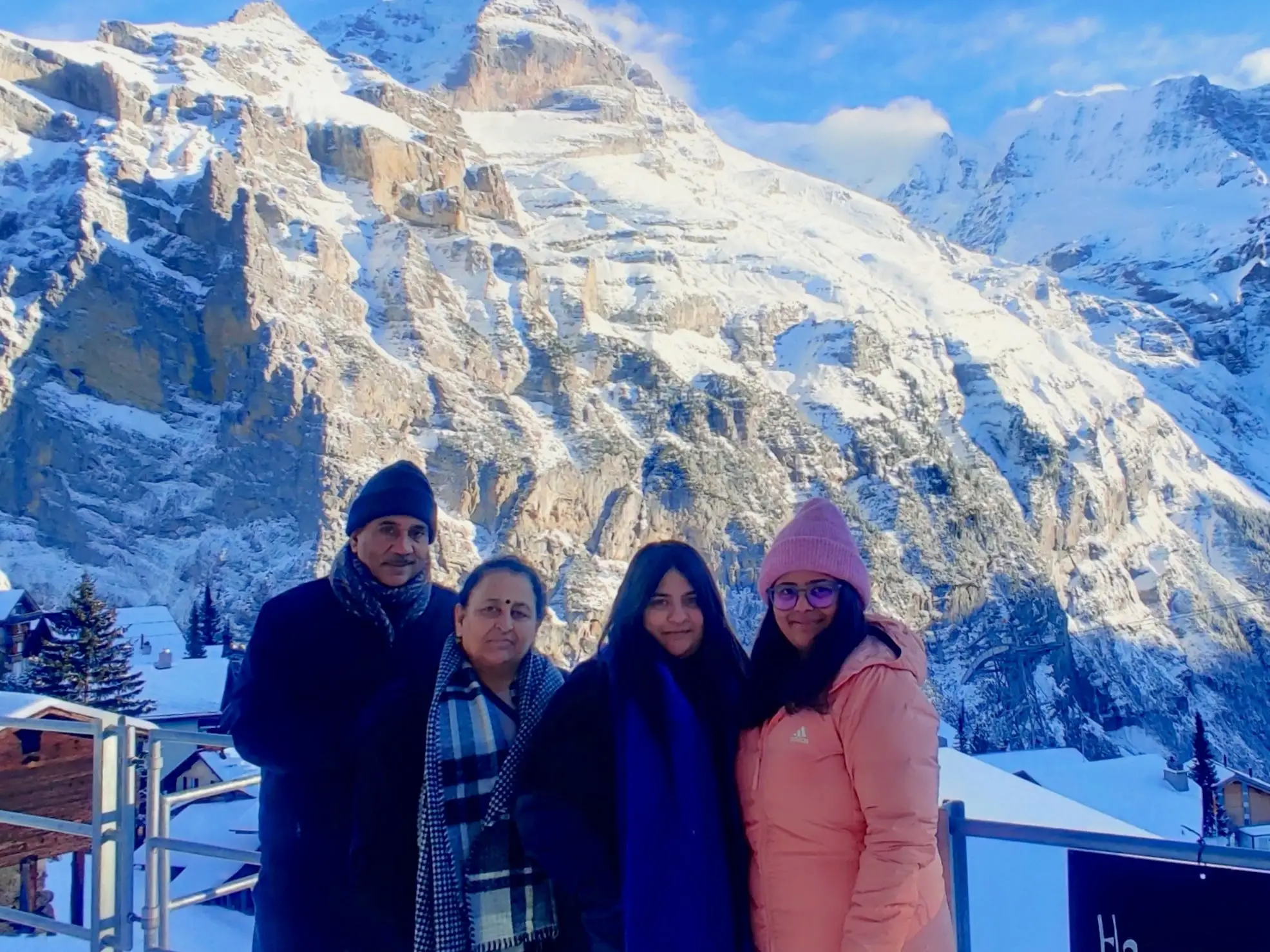 The author (far right) and her family pose while in