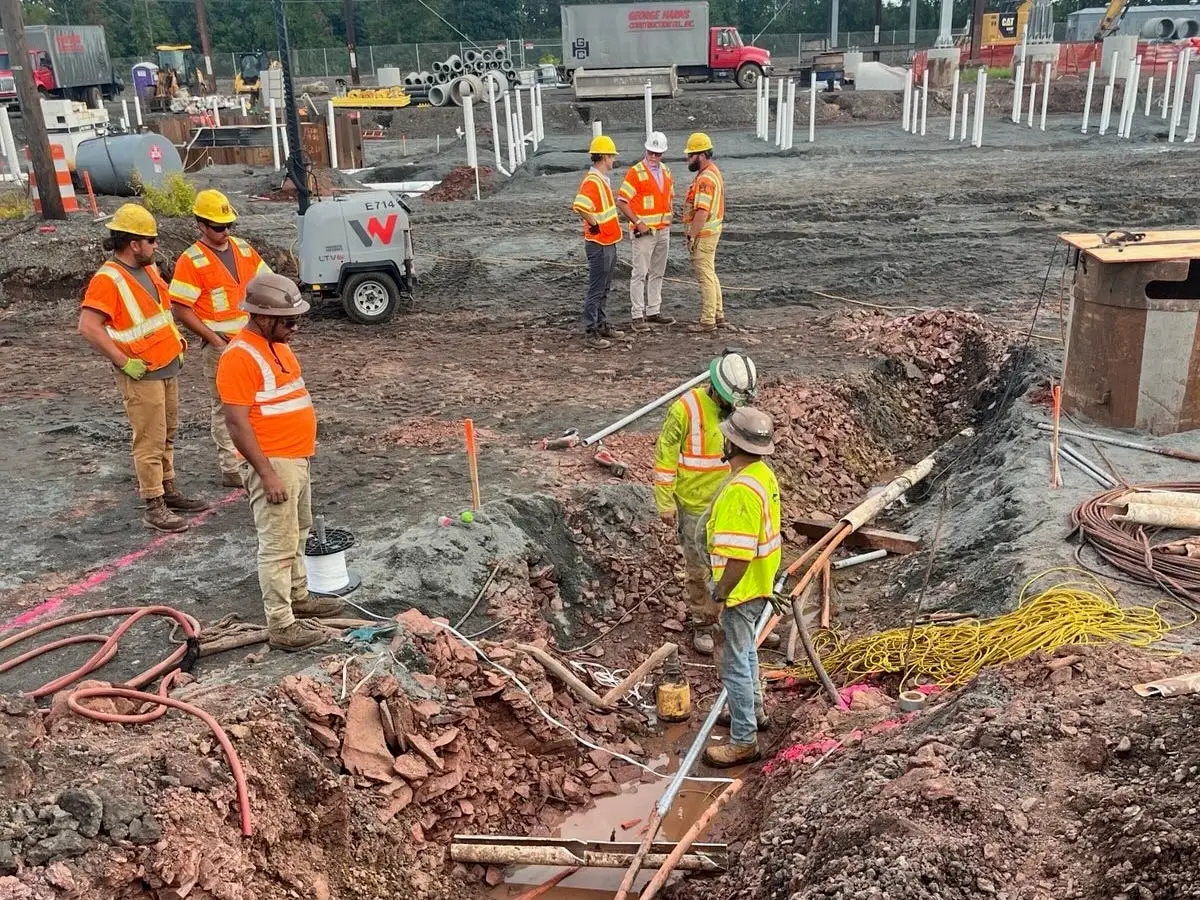 Workers at the site.