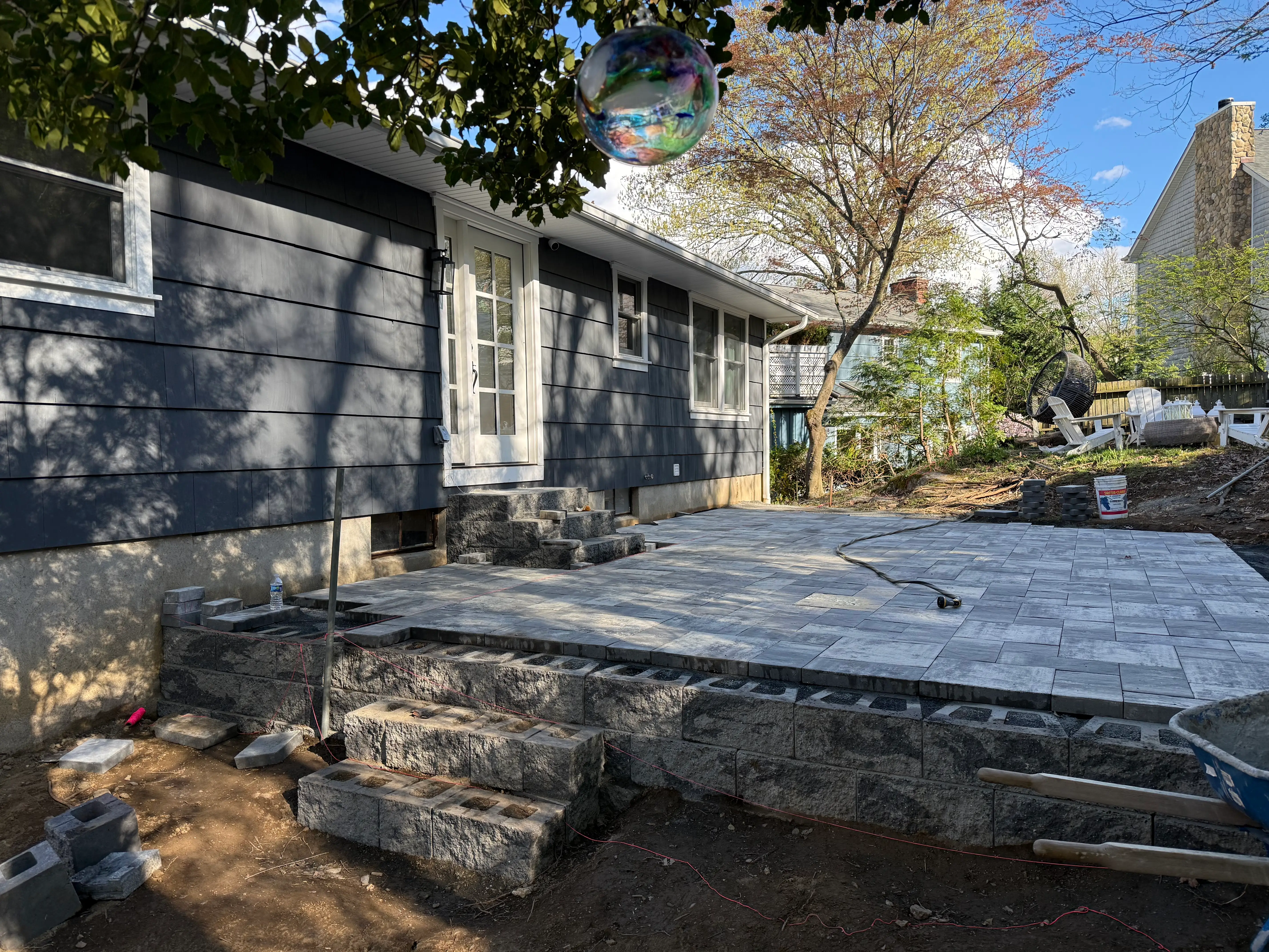 Patio being installed