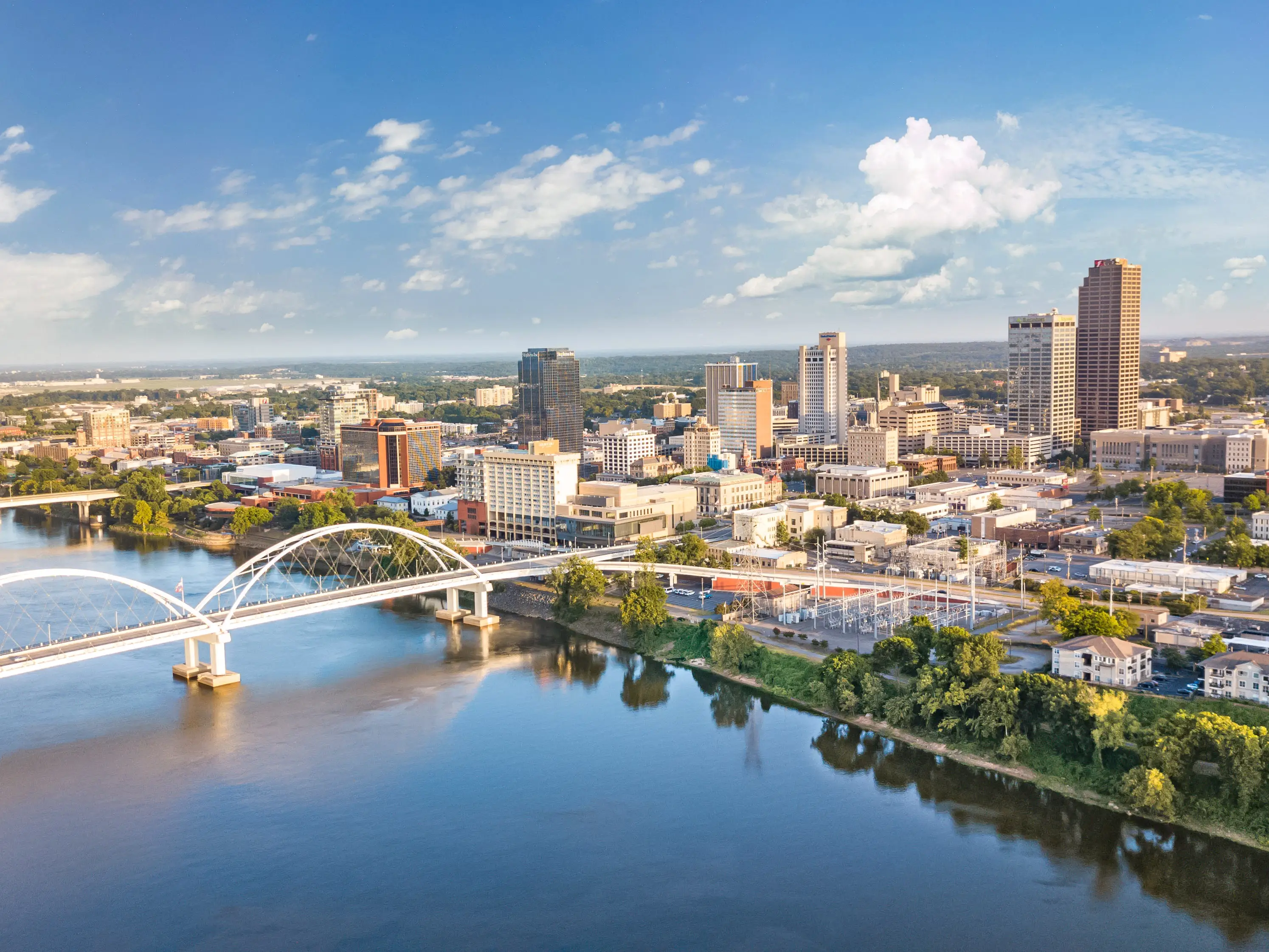 Aerial shot of downtown Little Rock, Arkansas.