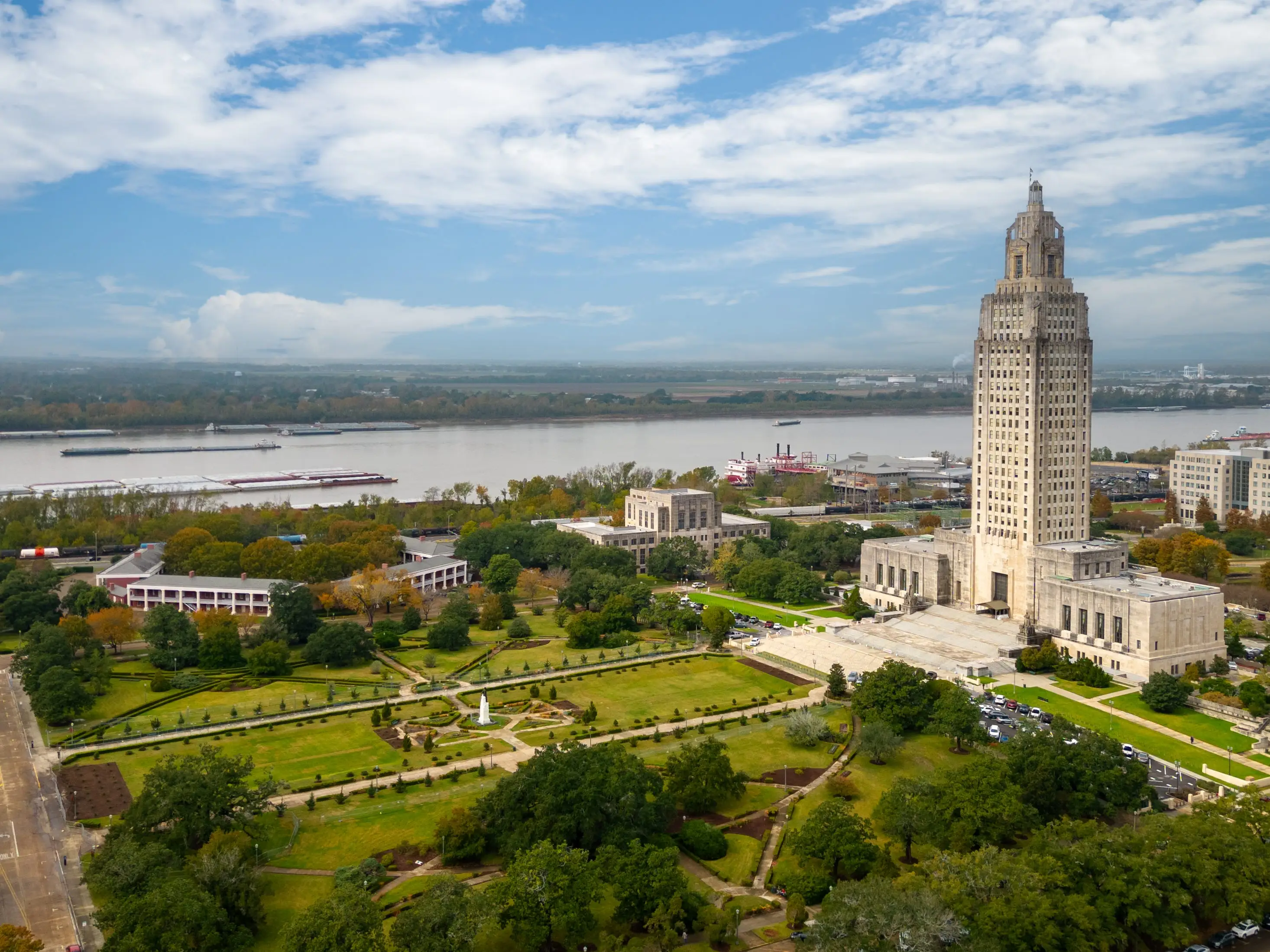 Baton Rouge, LA - December 1, 2023: The Louisiana State Capitol Building in Downtown Baton Rouge