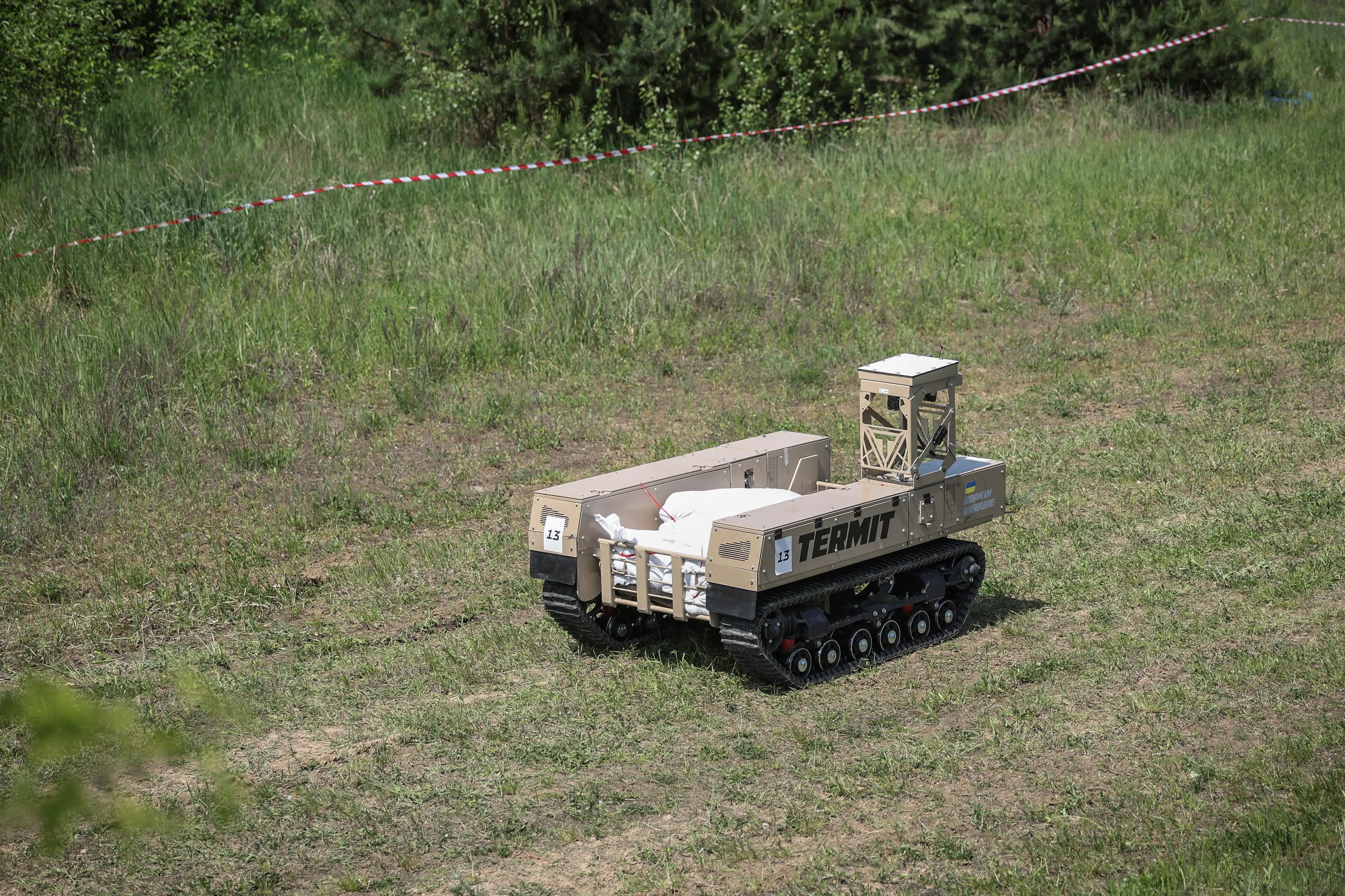 A TerMIT uncrewed ground vehicle (UGV) races at the Ukrainian Cup in technological sport in May.