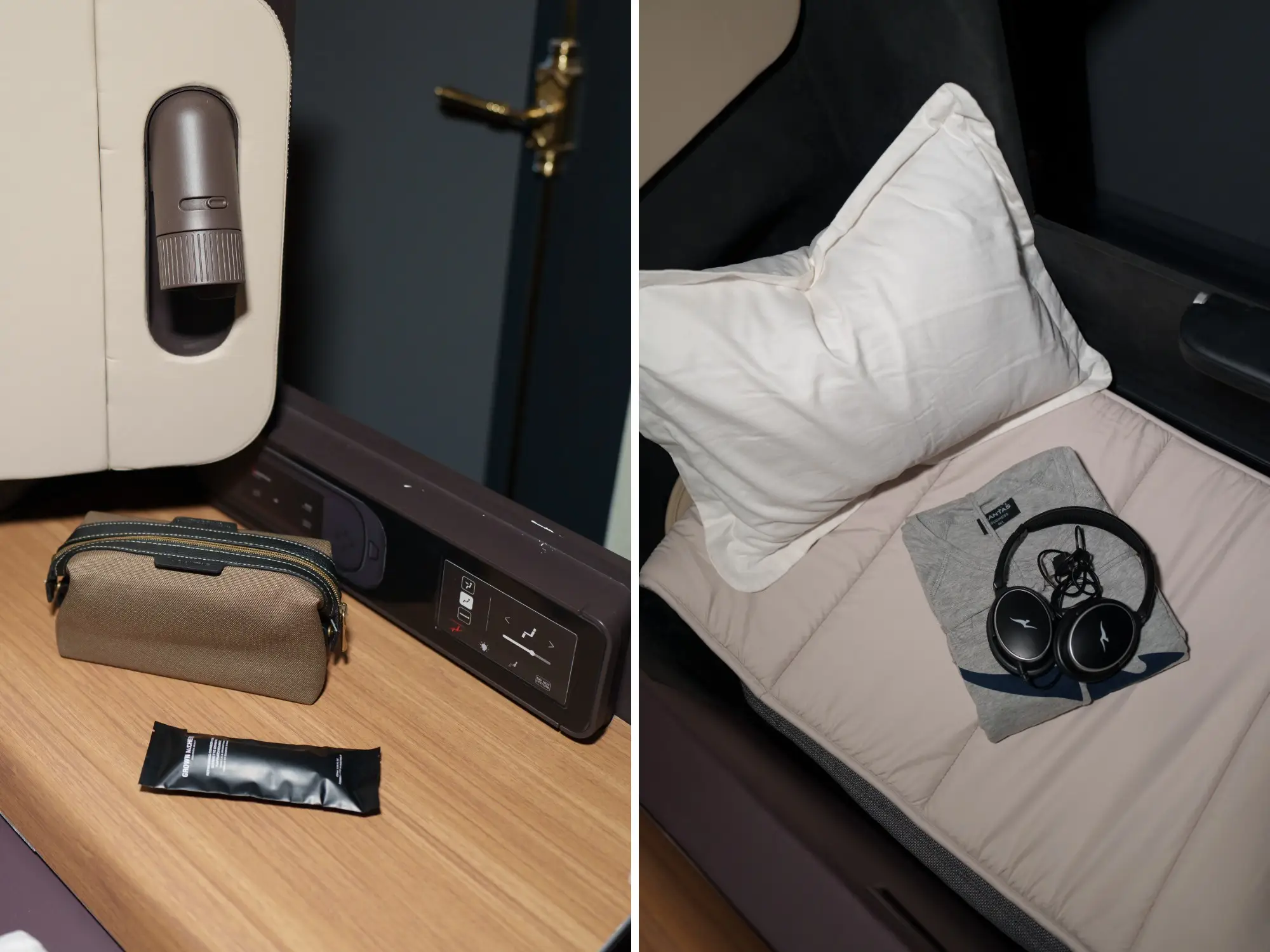 A model of a new Qantas business class seat.