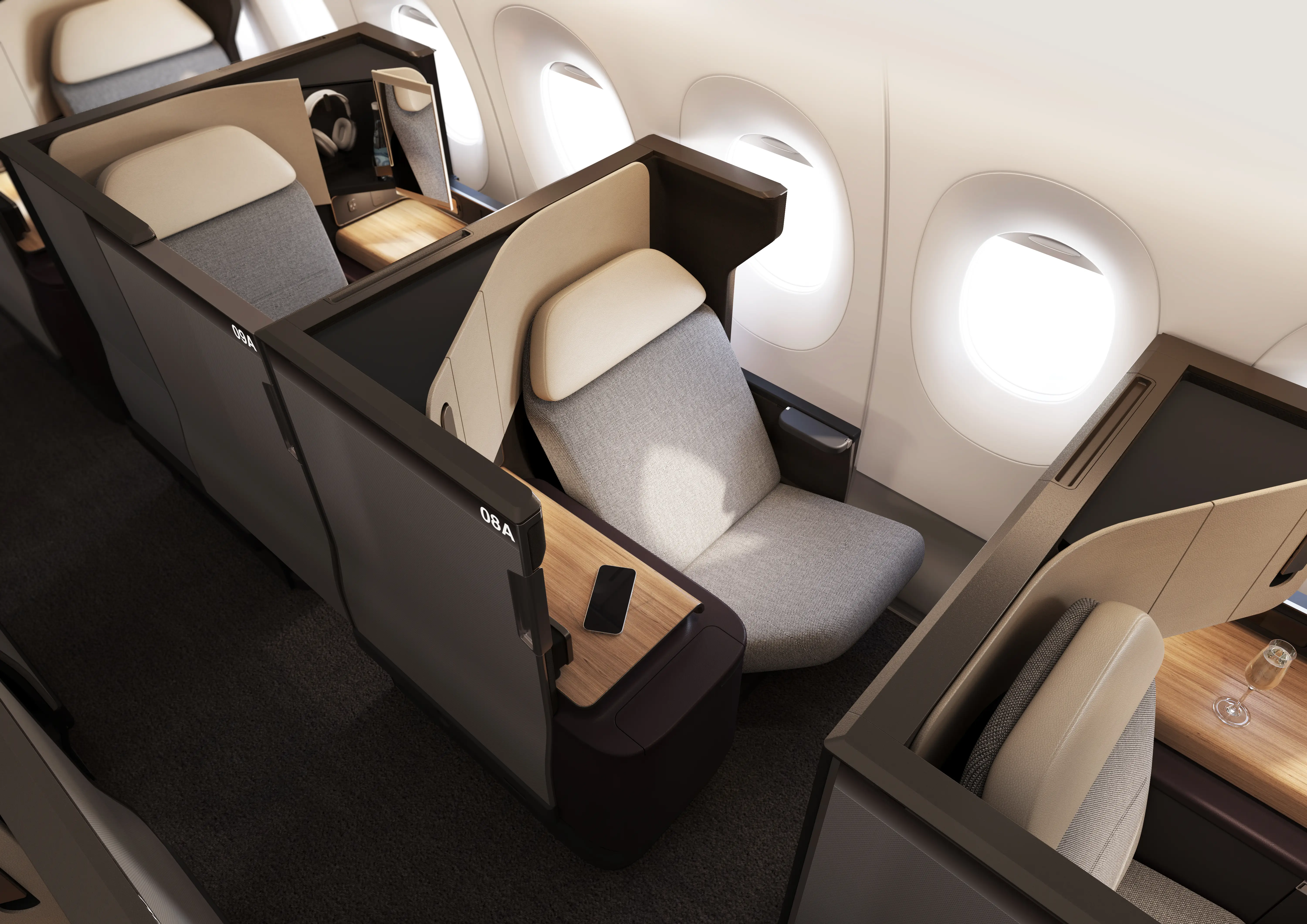 A rendering of the new business class seats.