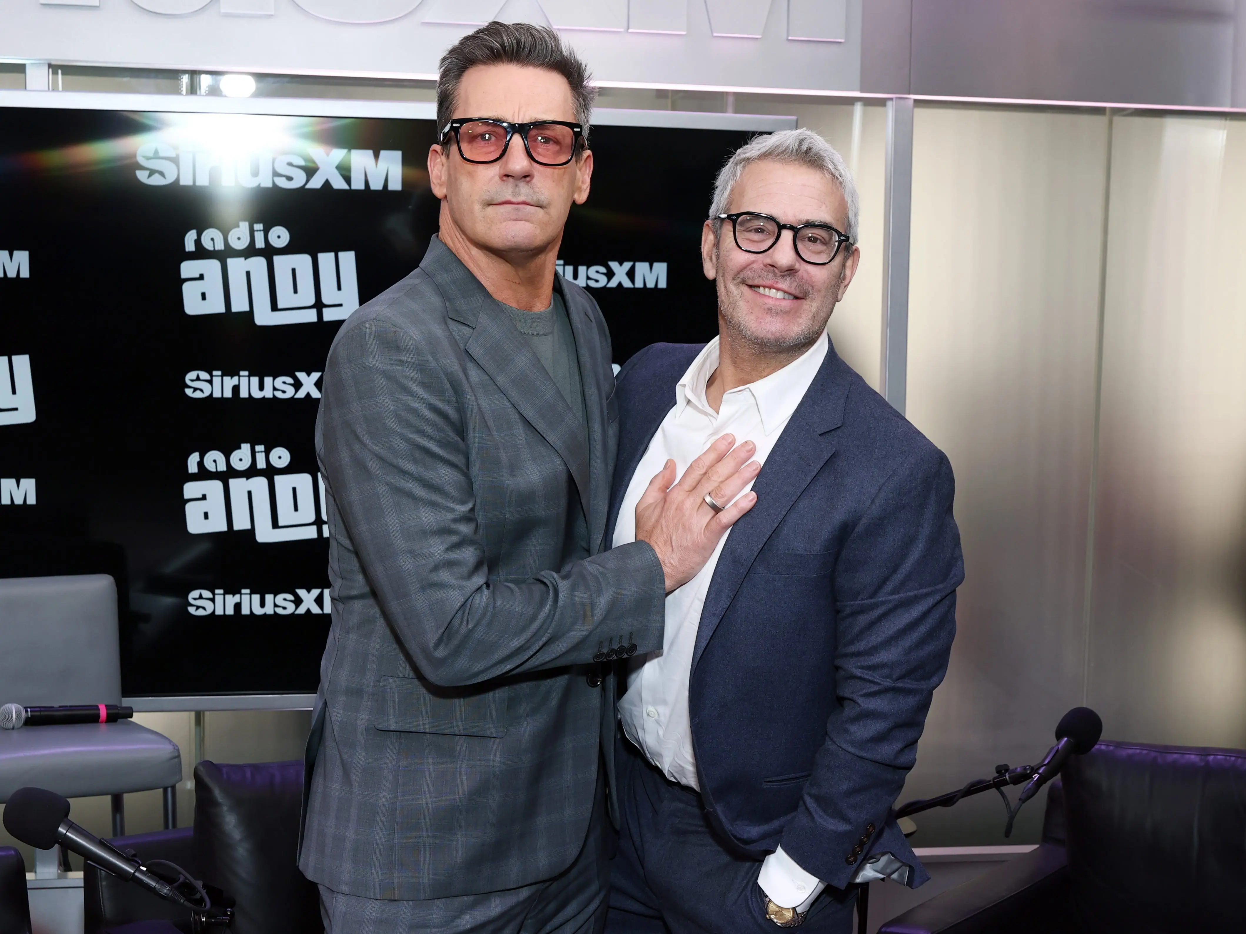Jon Hamm and Andy Cohen attend SiriusXM's Town Hall with the cast of