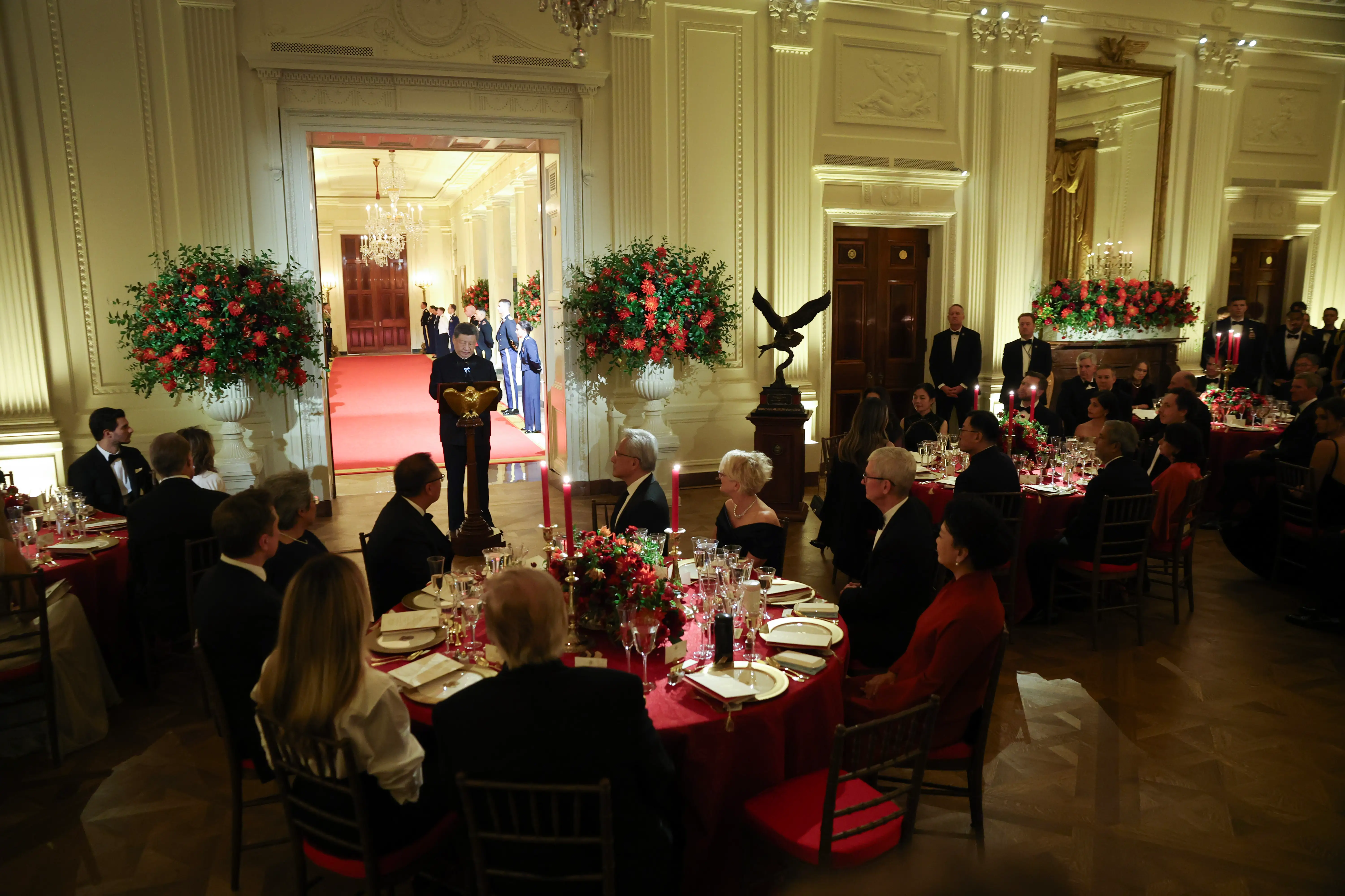 SEPTEMBER 24: Chinese President Xi Jinping speaks during a state dinner hosted by U.S. President Donald Trump in the East Room of the White House on September 24, 2026 in Washington, DC. Trump is hosting Xi for a three-day state visit to Washington, DC, where the two leaders were expected to discuss trade