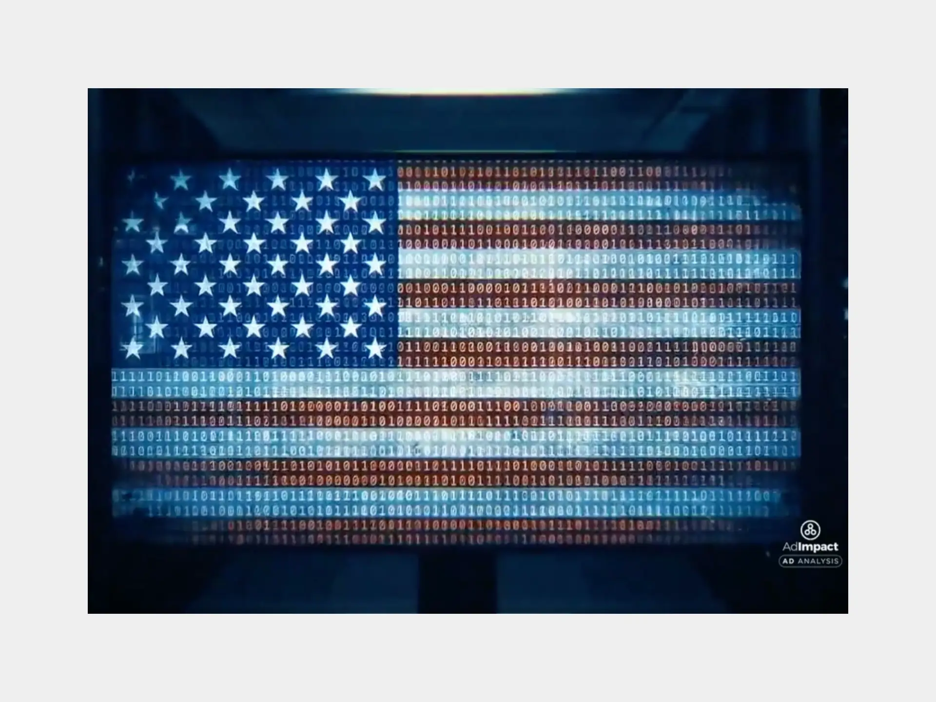 An American flag overlaid with code appeared in a political ad for Senator Tom Cotton, paid for by an Anthropic-backed super PAC.