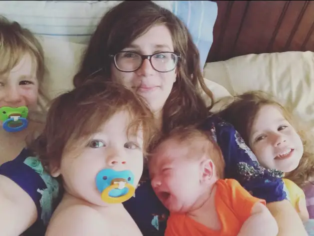 The author with her four children in 2016.