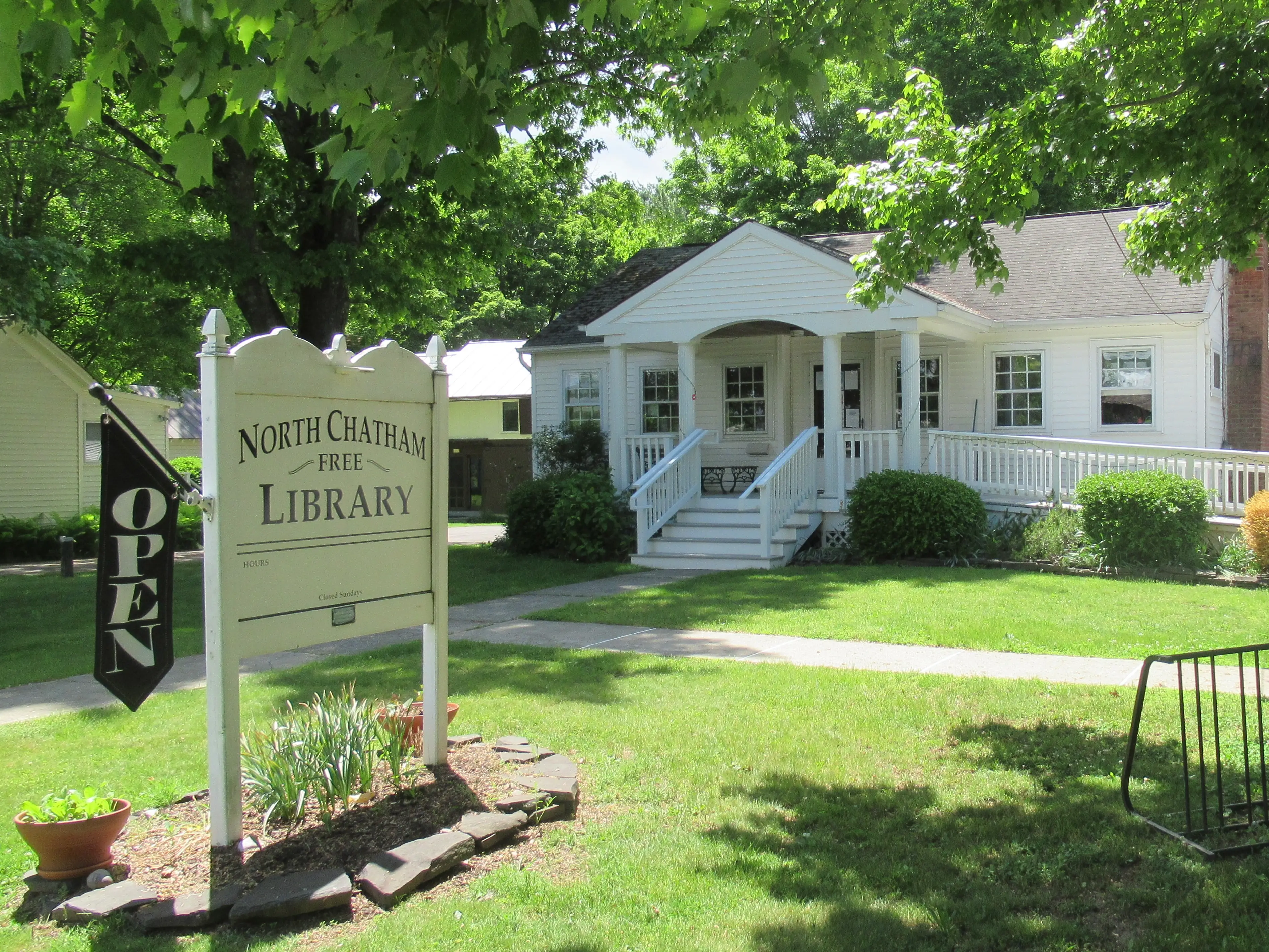 small white library building