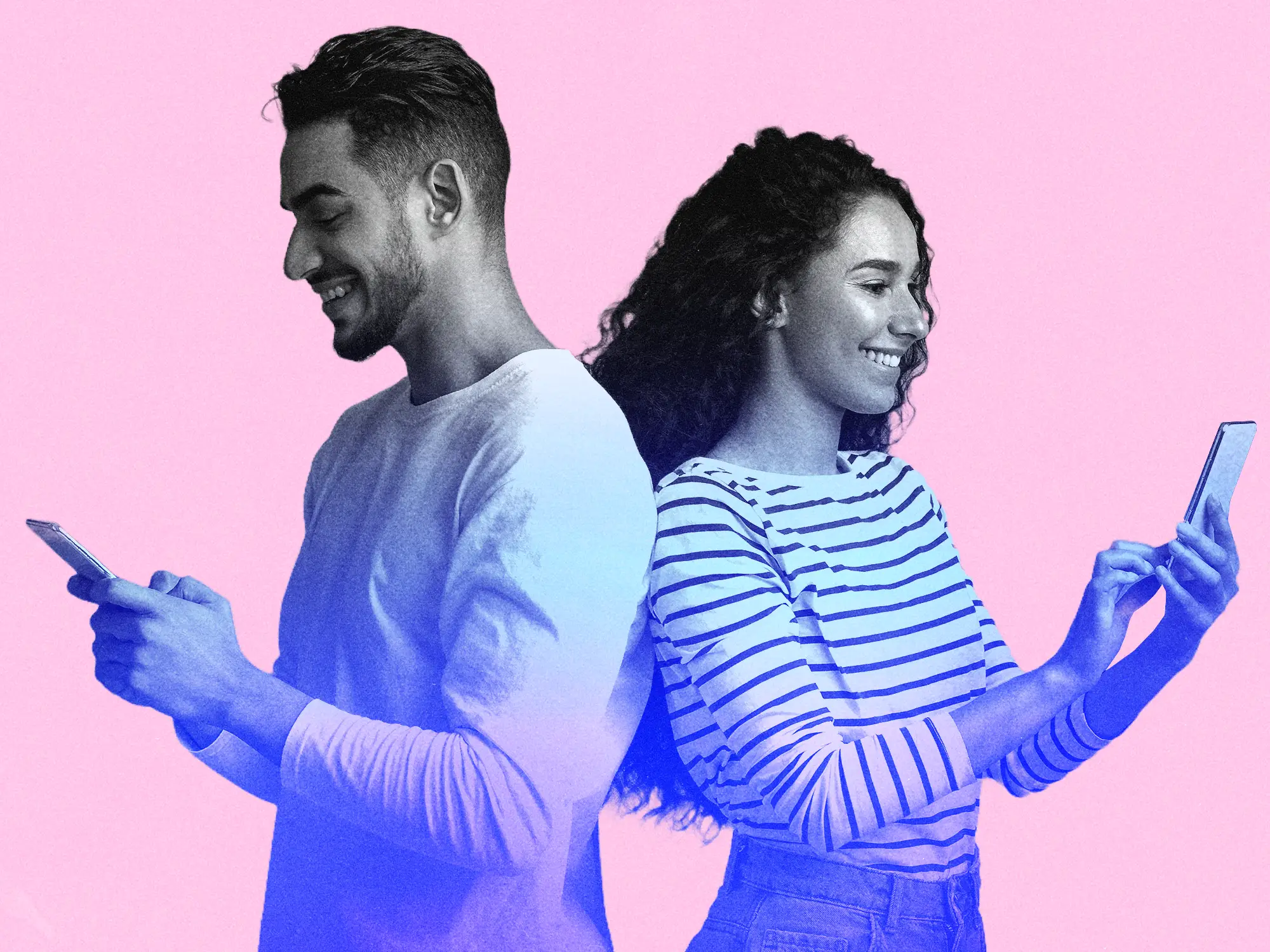 Couple both on phones