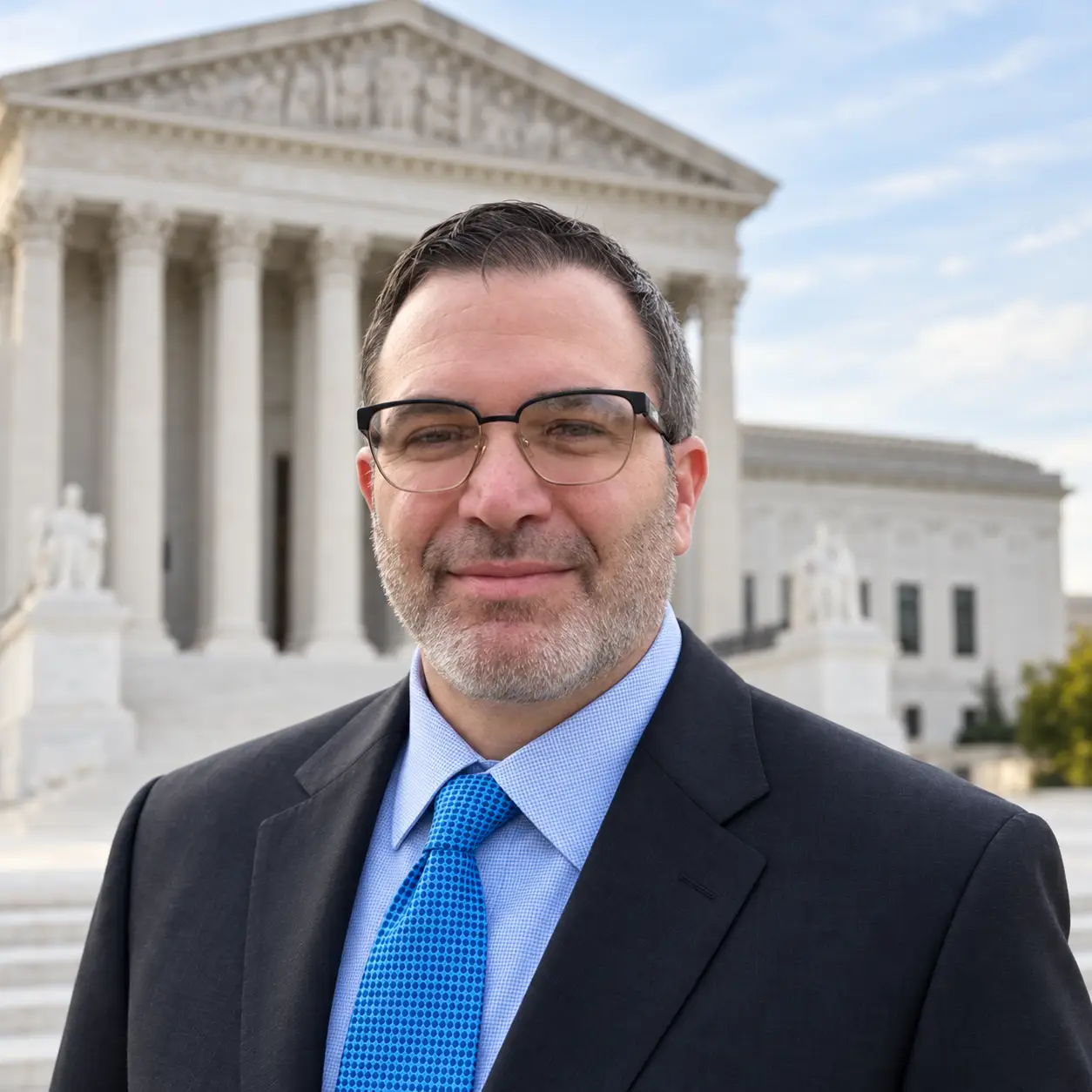 Ron Masciantonio person stands in front of the United States Supreme Court building.
