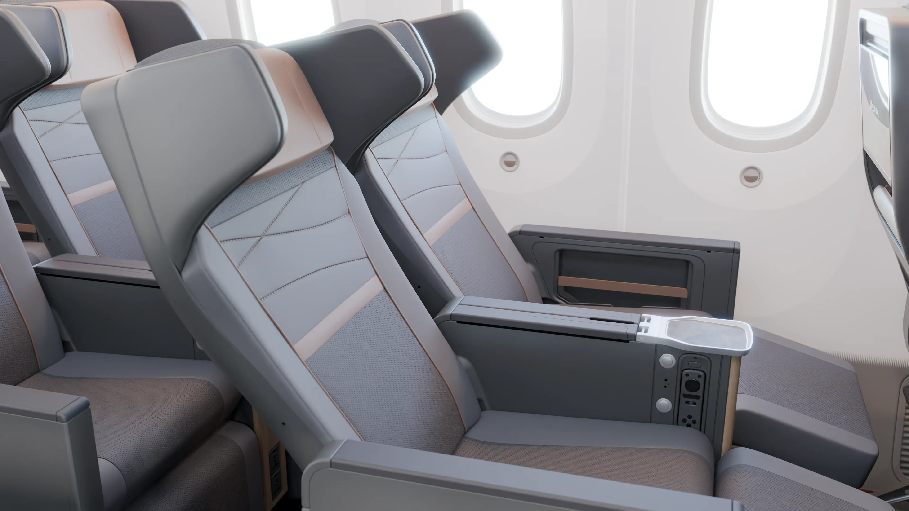 A rendering of Alaska Airlines' Premium Reserve seating on a Boeing 737-10 MAX.