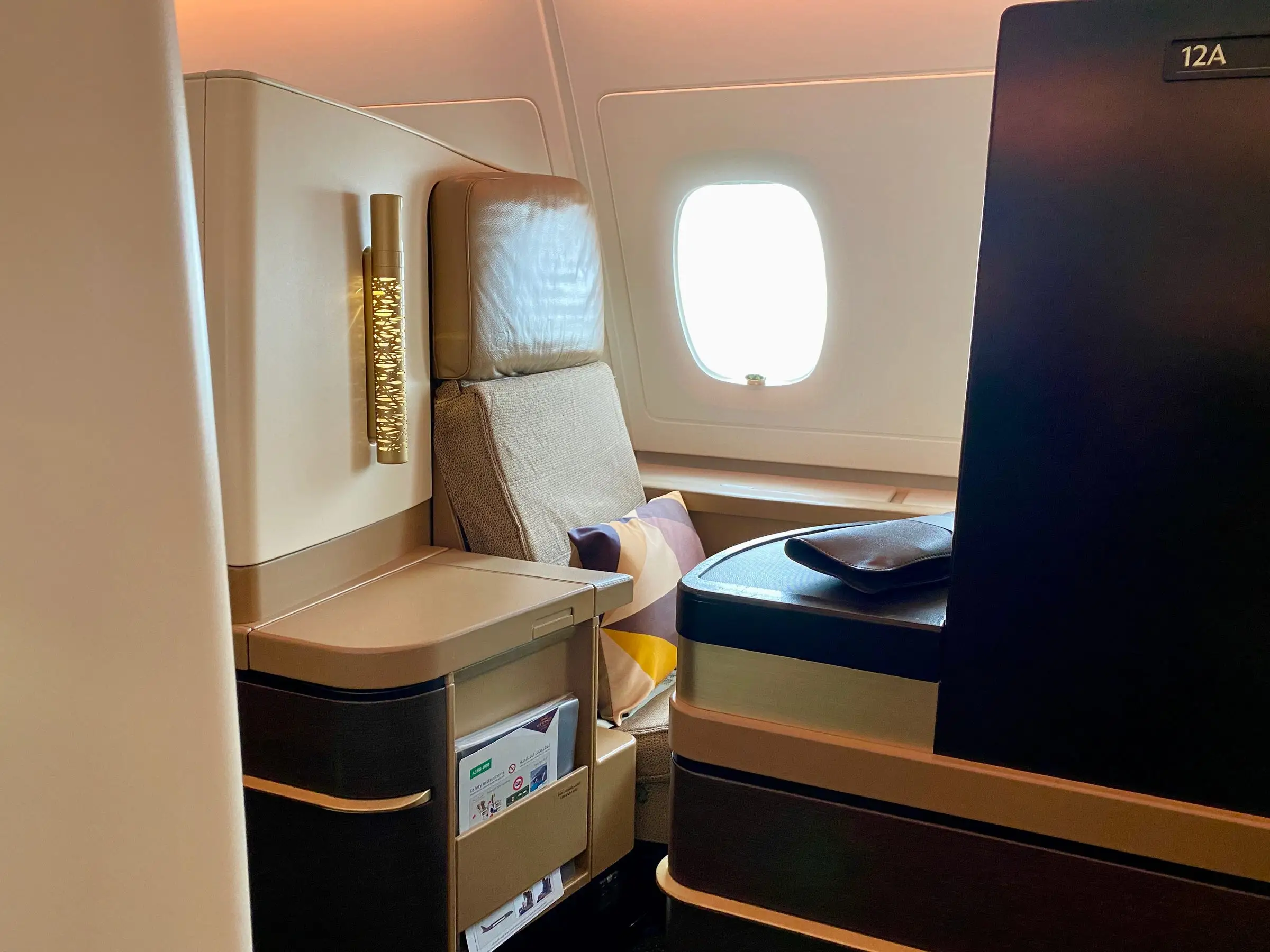 A business class seat on Etihad Airways.