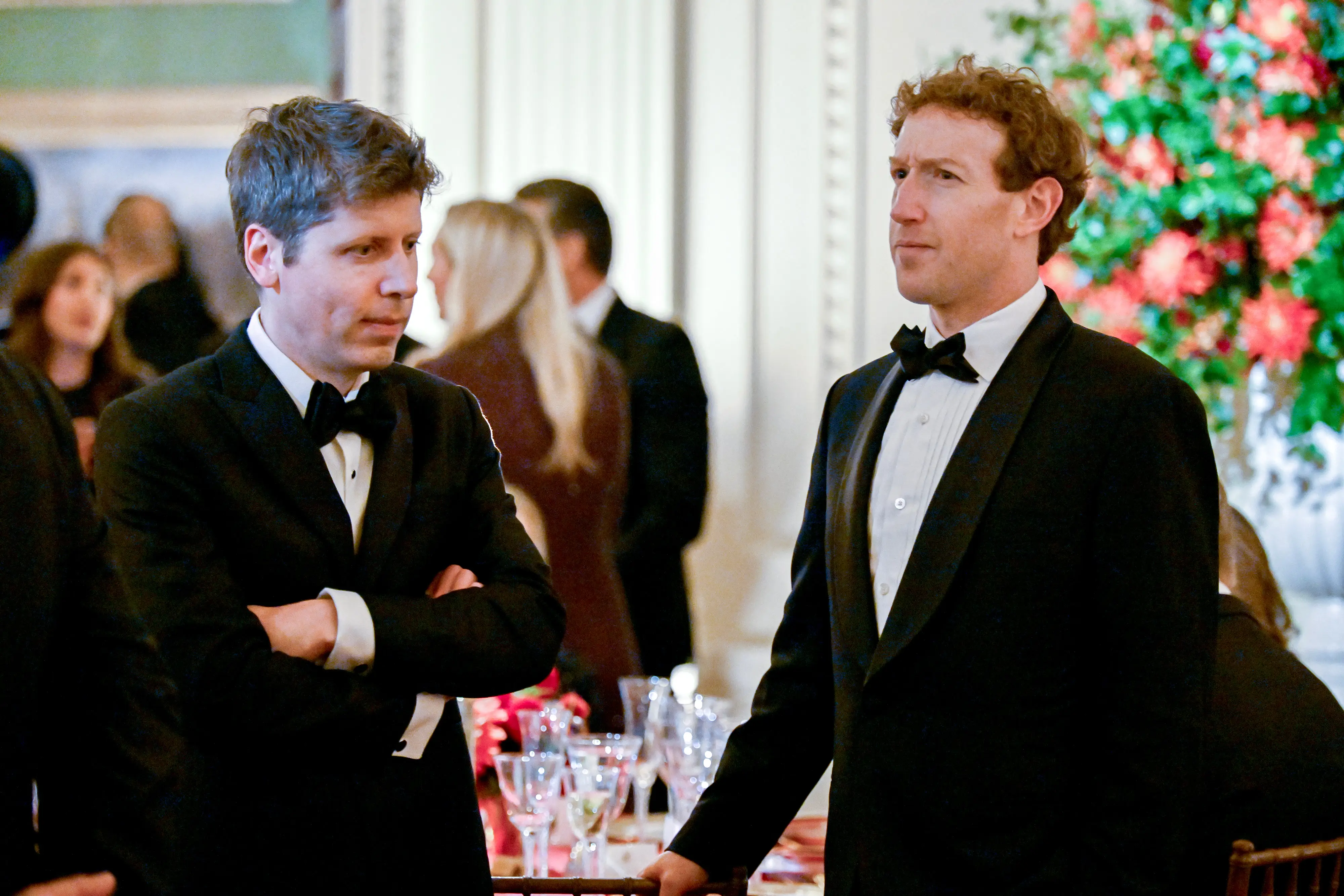 OpenAI CEO Sam Altman and Meta CEO Mark Zuckerberg at a recent state dinner.