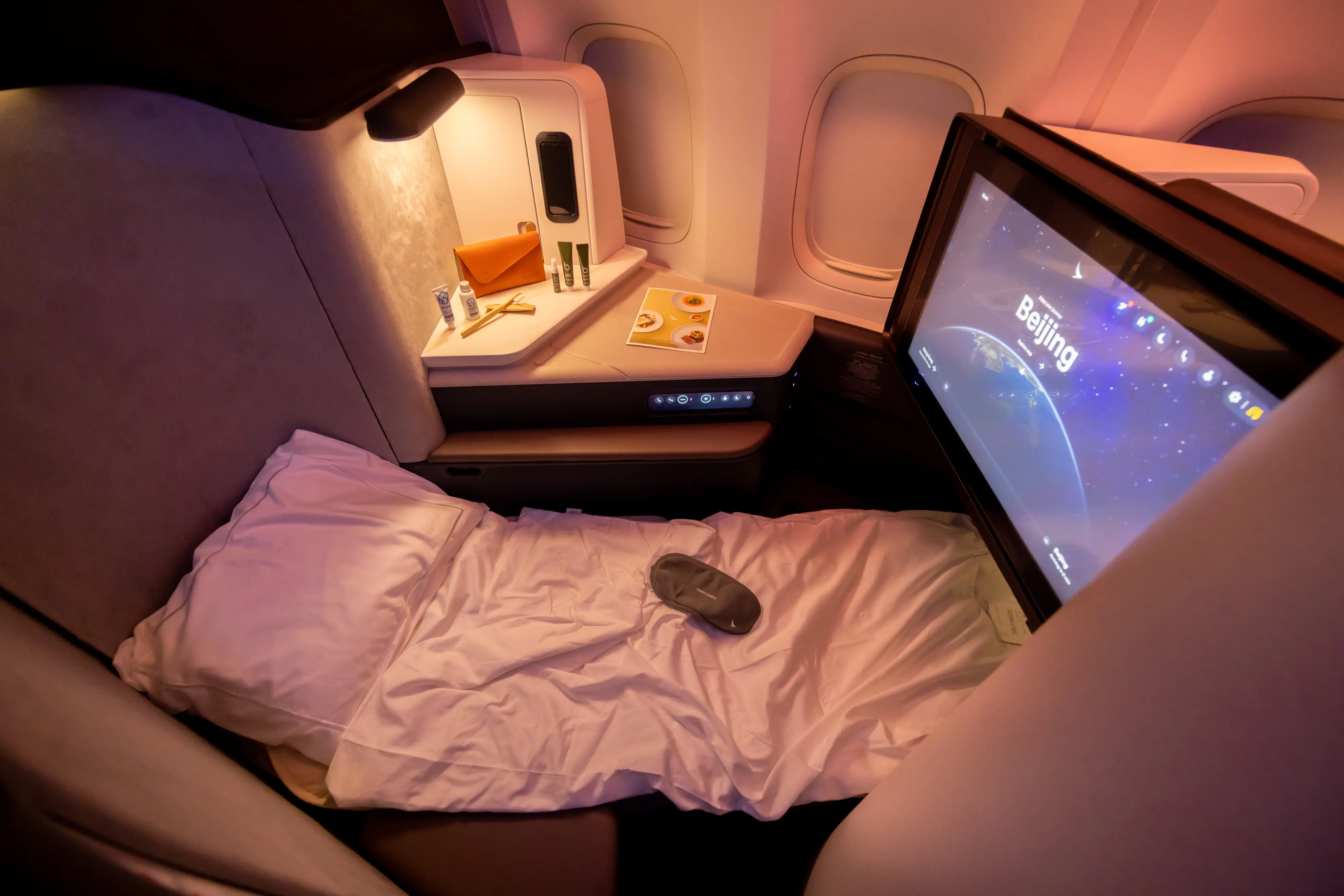 The Aria Suite business class cabin onboard a Boeing Co. 777 aircraft operated by Cathay Pacific Airways.