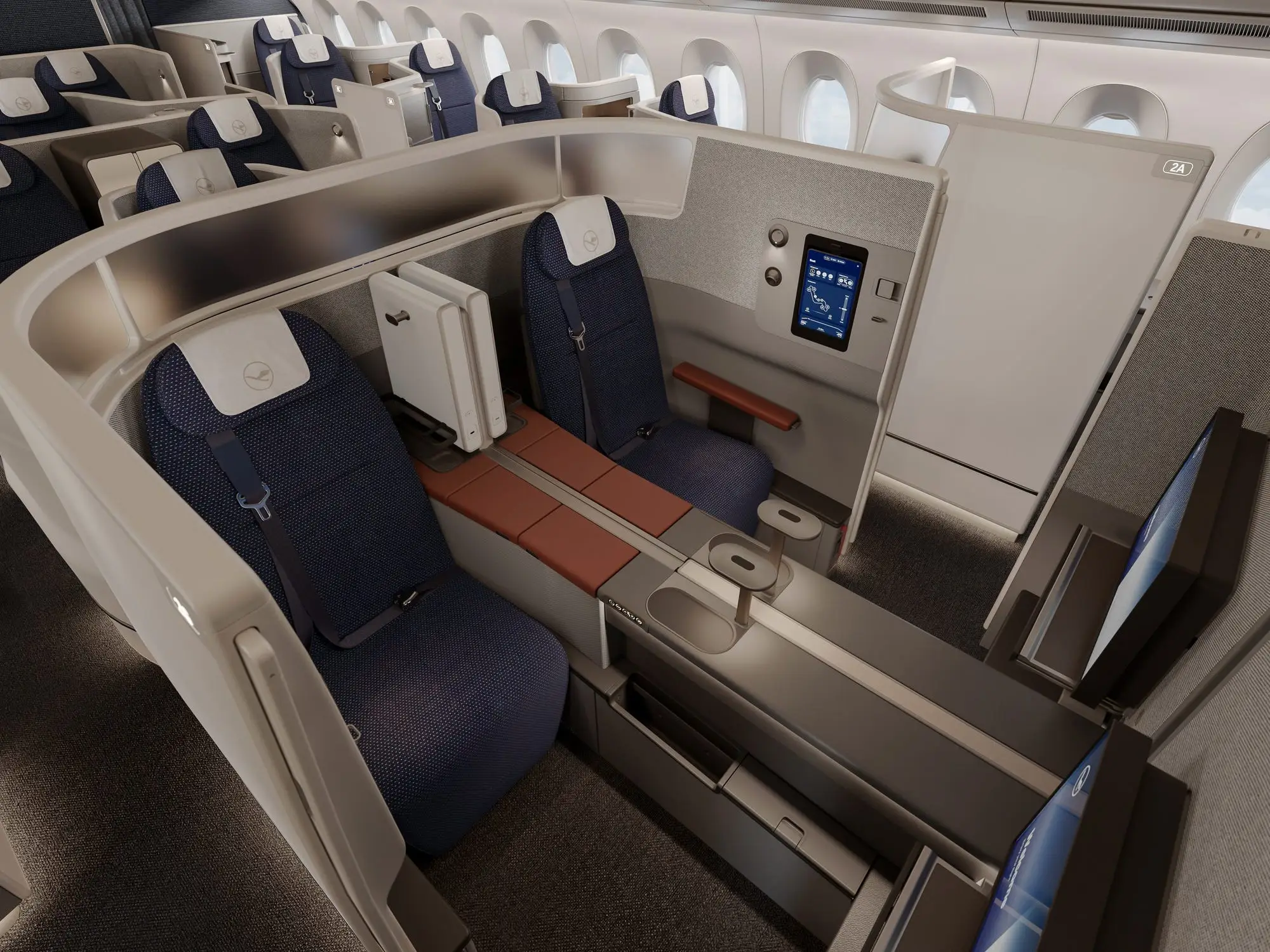 Business class cabins on Lufthansa.