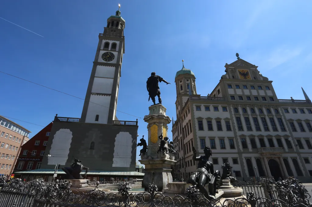 The city of Augsburg is about 48 miles northwest of Munich.