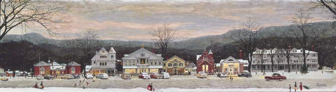 Rockwell's painting 'Home For Christmas' show a main street covered in snow