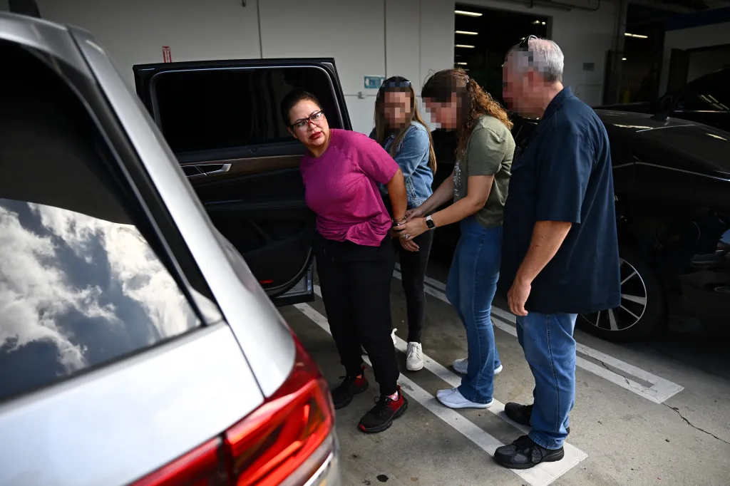 Alma Patricia Contreras Villafana is arrested by Homeland Security agents in Torrance, California.