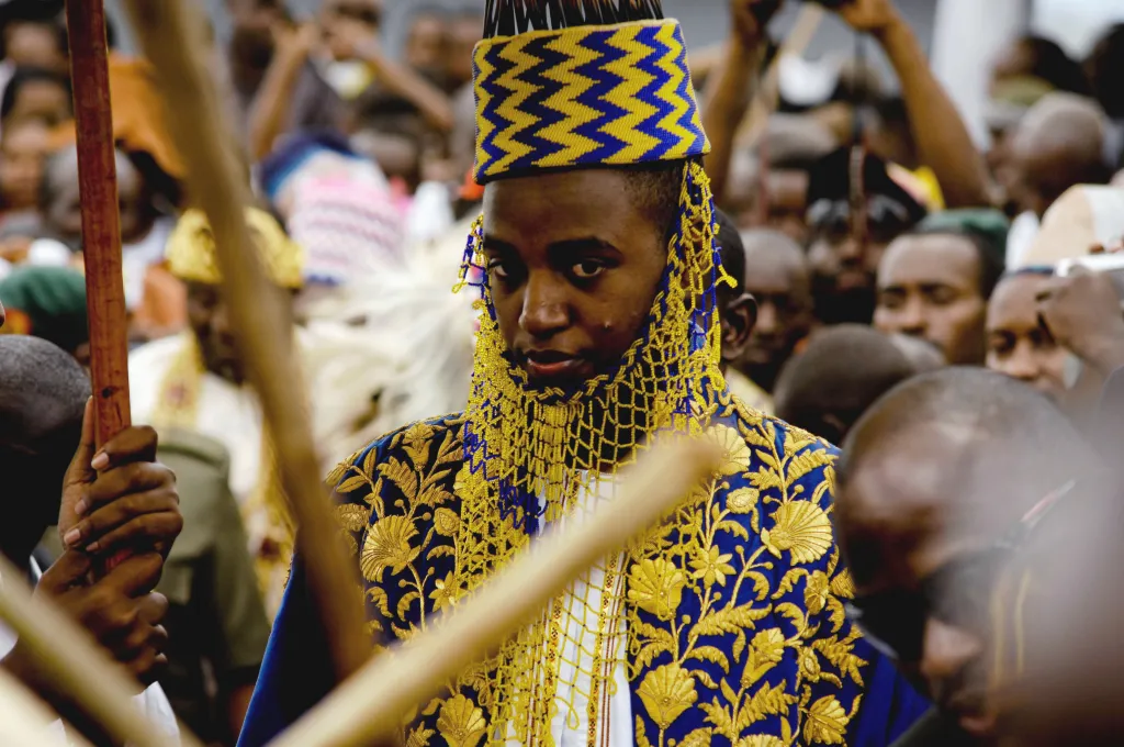 King Oyo Nyimba Kabamba Iguru Rukidi IV, of the Tooro Kingdom, dressed in royal regalia.