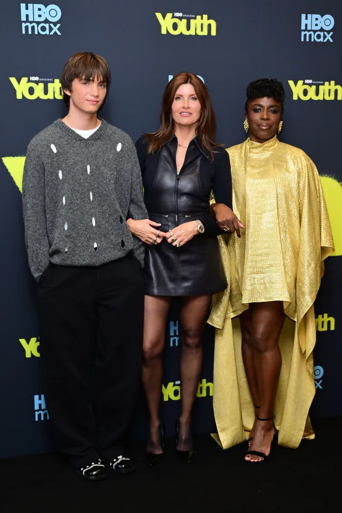 Aran Murphy, Sharon Horgan, and Sharlene Whyte pose together at the