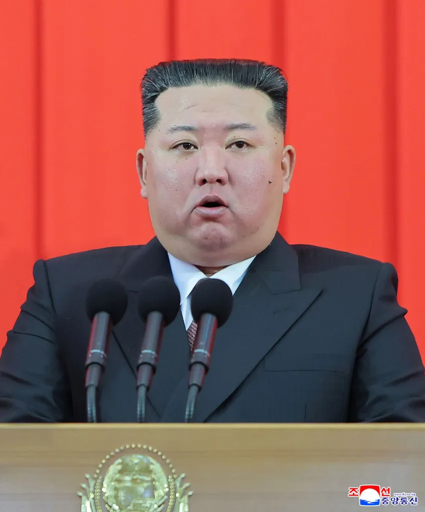 North Korean leader Kim Jong Un presides over a national flag-hoisting and oath-taking ceremony marking the country's 78th founding anniversary at the Mansudae Assembly Hall in Pyongyang, North Korea, on Sept. 10, 2026. 