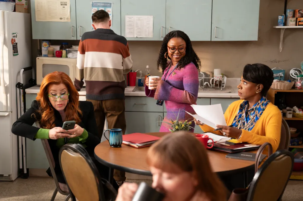 Lisa Ann Walter, Quinta Brunson, and Sheryl Lee Ralph in a kitchen scene.