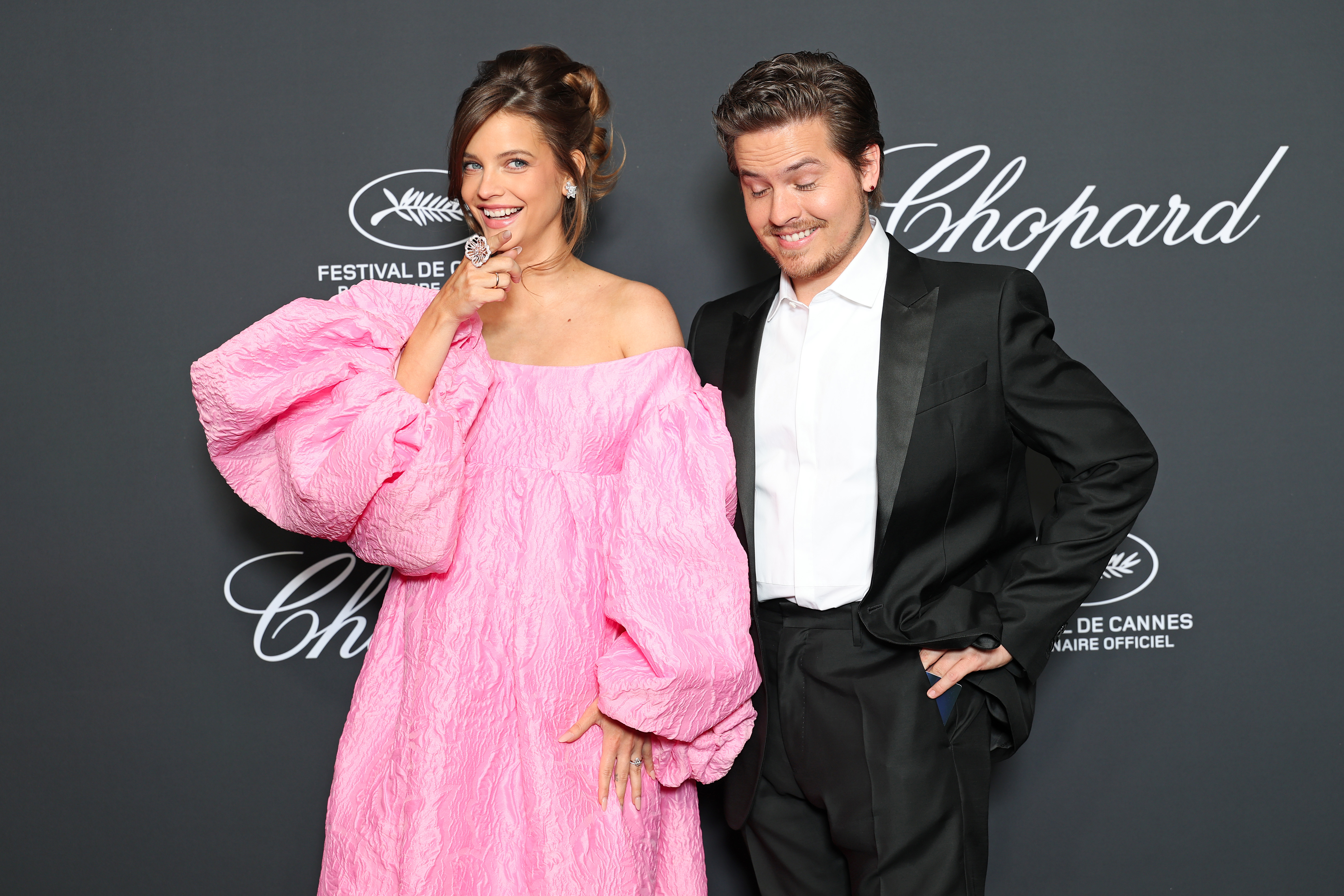 Barbara Palvin and Dylan Sprouse attending the Chopard Trophy photocall at the 79th Cannes Film Festival.