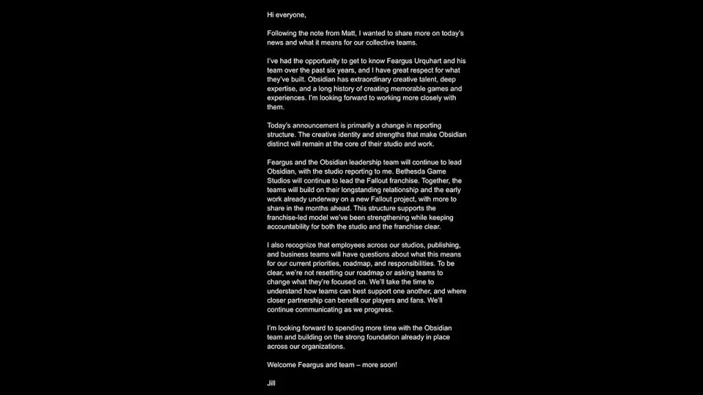 Bethesda Responds to Obsidian