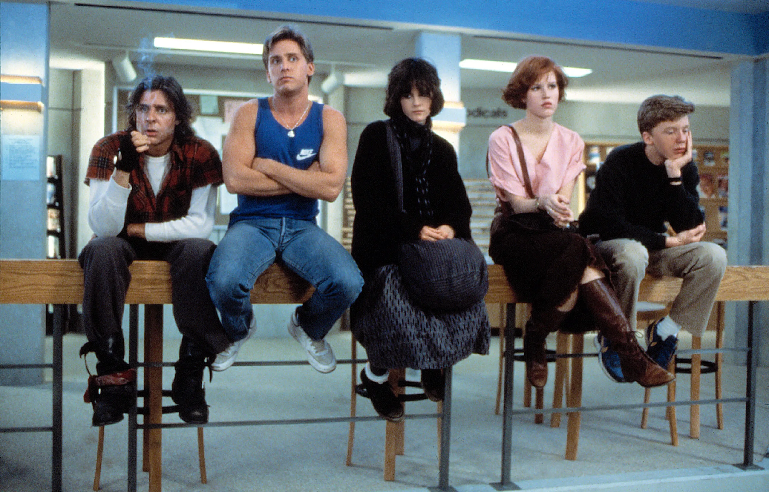 Judd Nelson, Emilio Estevez, Ally Sheedy, Molly Ringwald and Anthony Michael Hall in