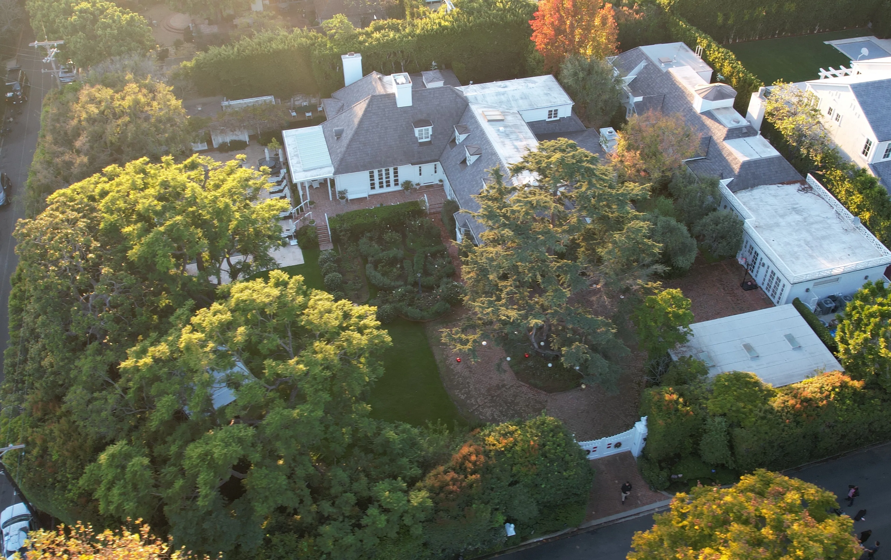Aerial view of Rob Reiner's Brentwood, CA home.